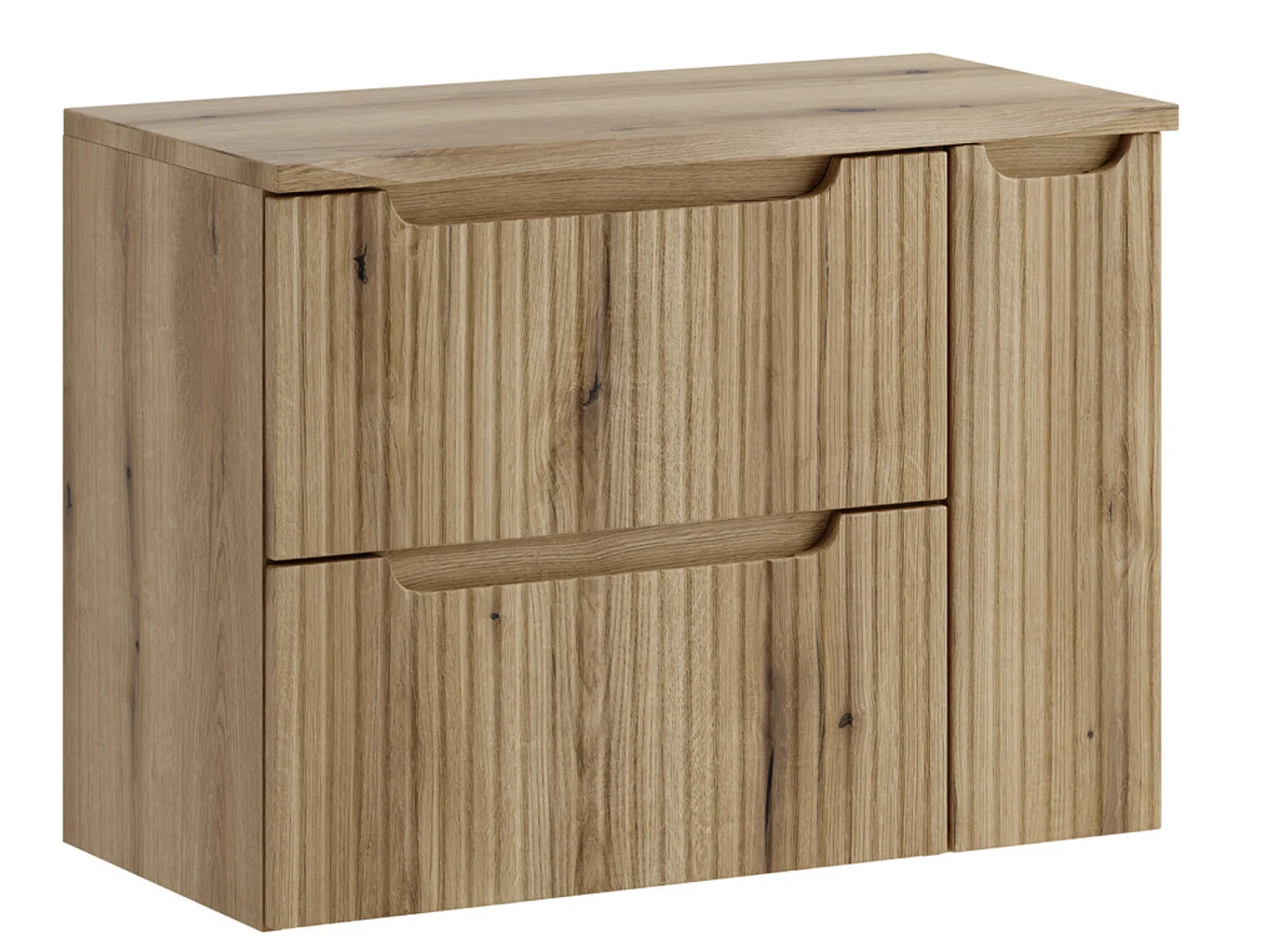 Ensemble meuble salle de bain suspendu NOVA Chêne naturel 80cm-Naturel