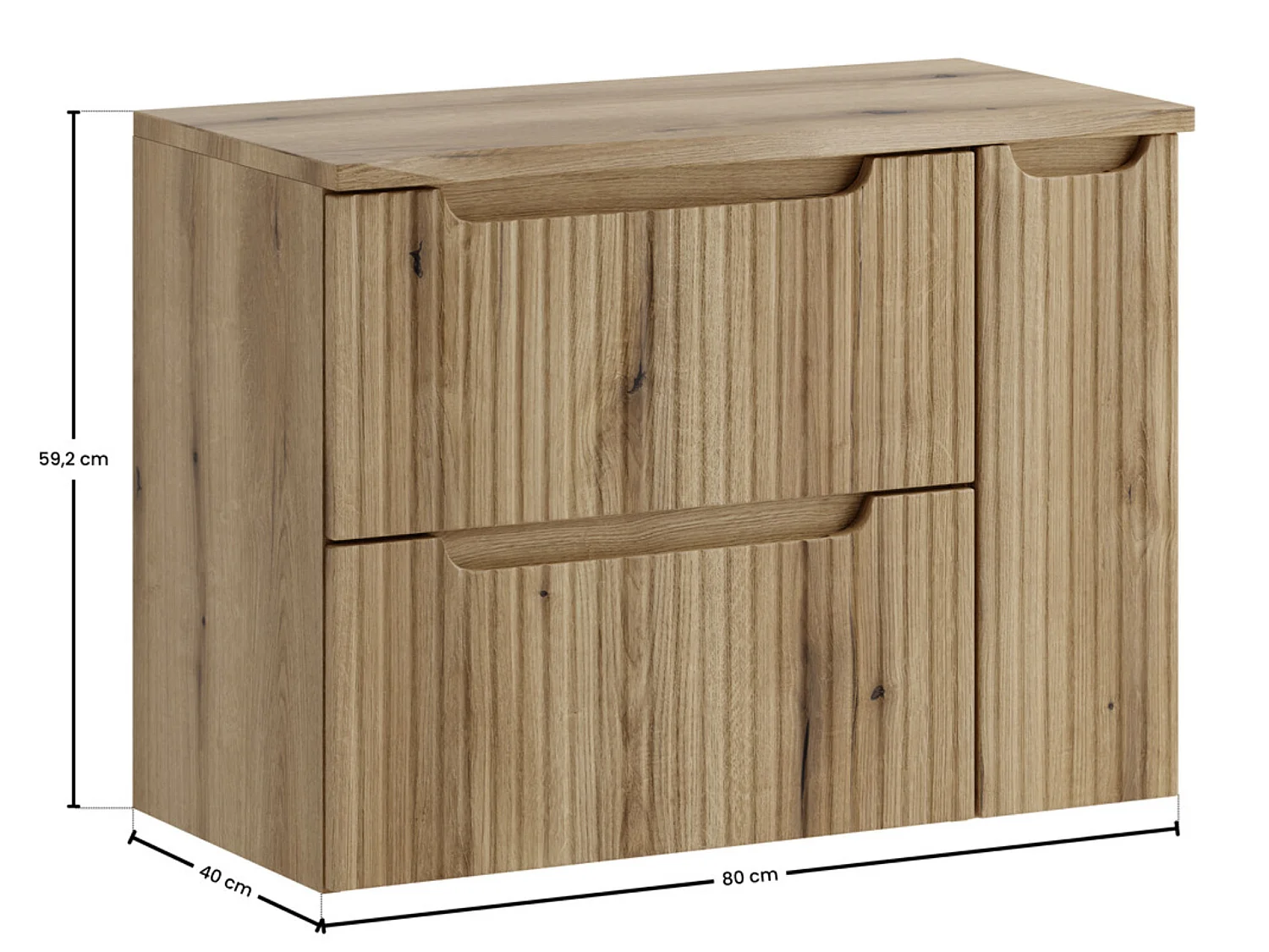 Ensemble meuble salle de bain suspendu NOVA Chêne naturel 80cm-Naturel