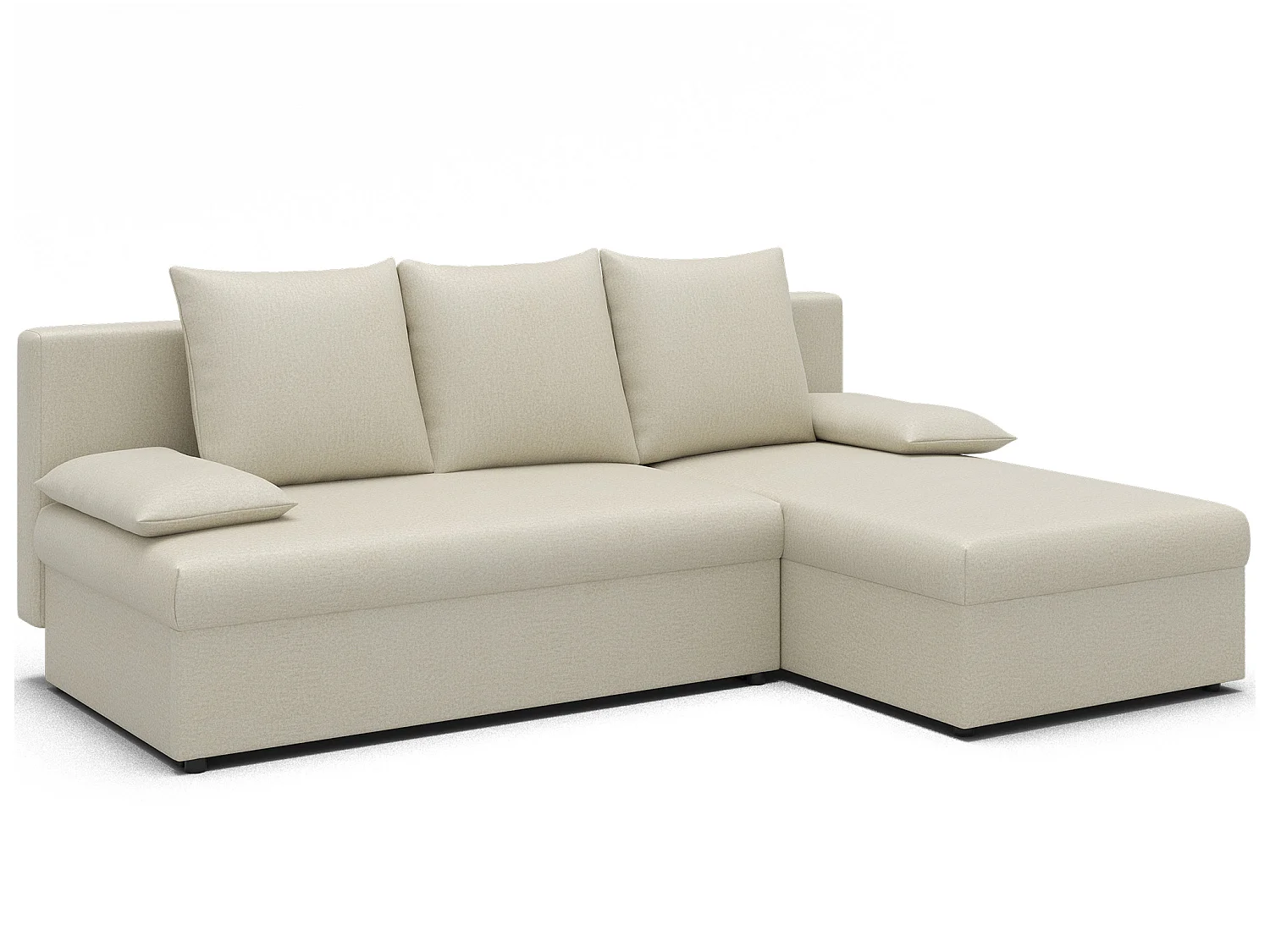 Canapé d’angle réversible convertible GARY en tissu côtelé – 206cm-Beige clair