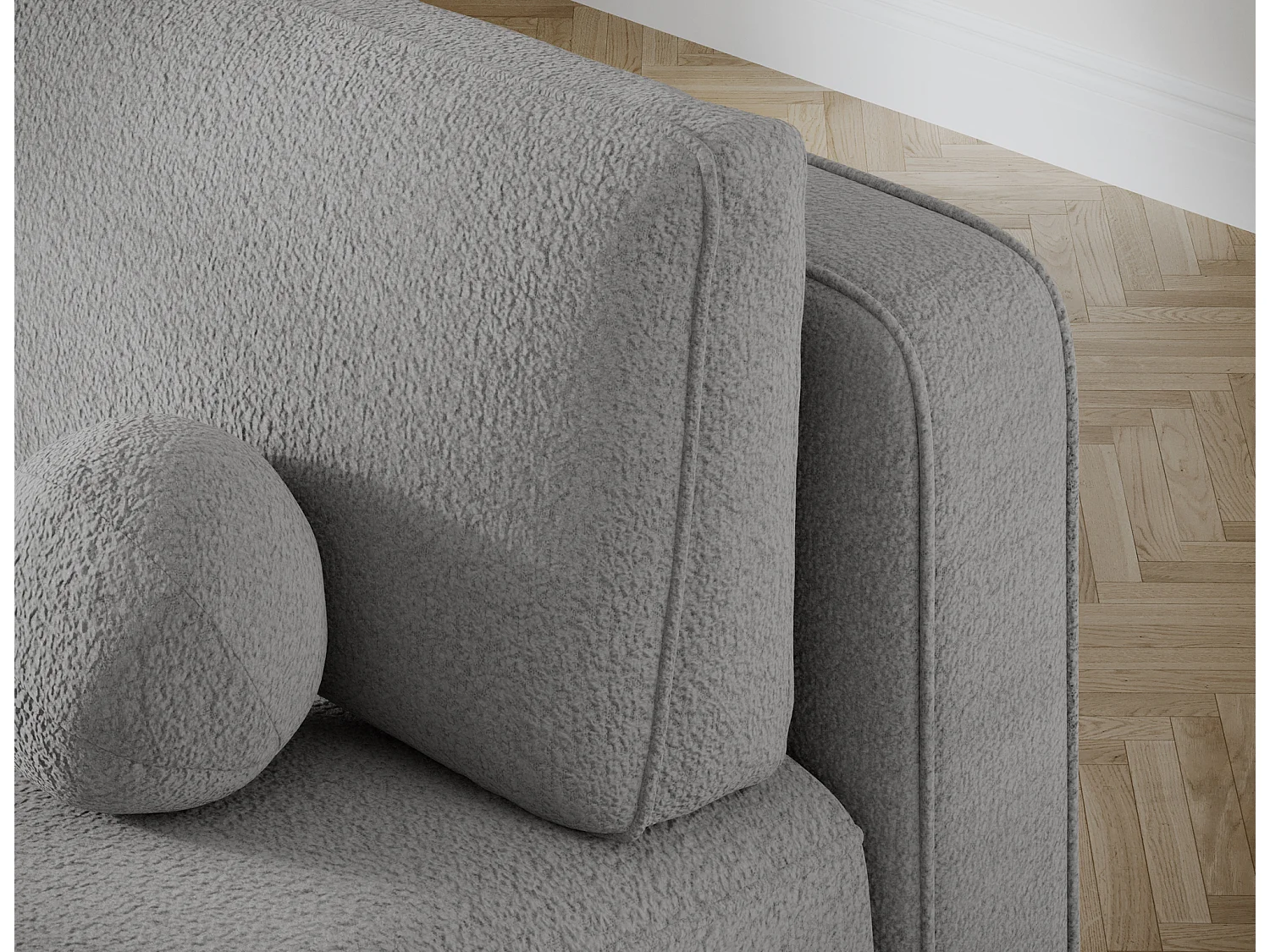 Canapé convertible 2 places KOURA tissu doux avec coffre – 193cm-Gris clair chiné