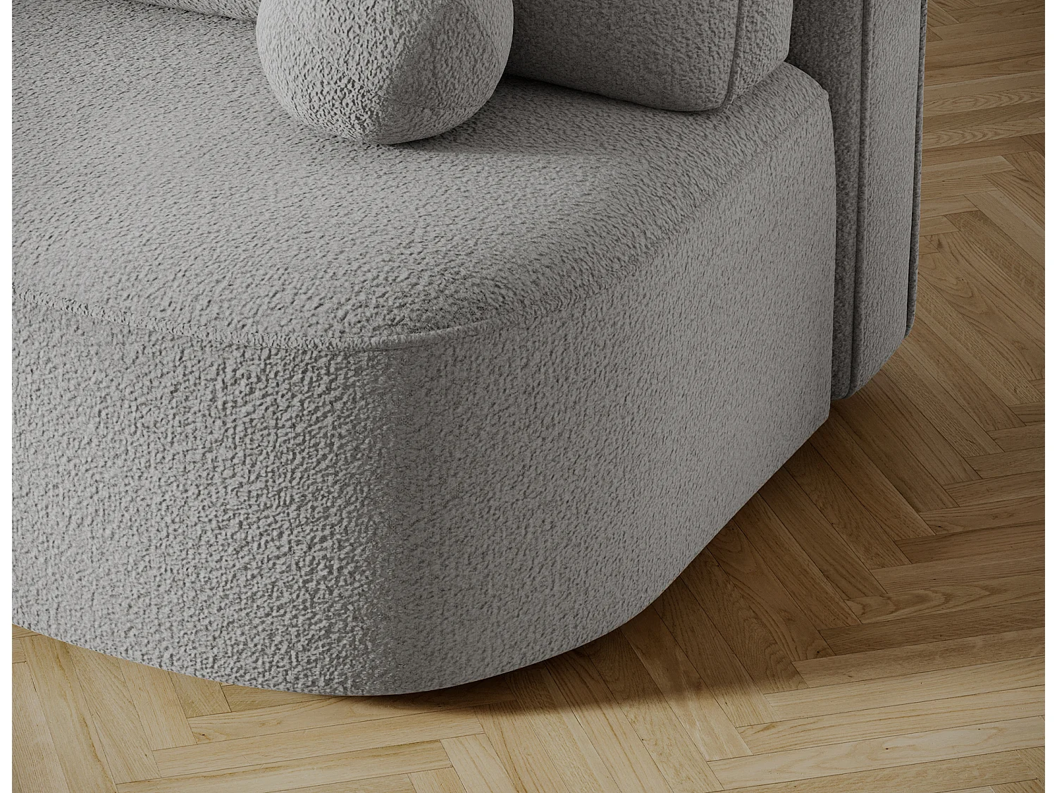 Canapé convertible 2 places KOURA tissu doux avec coffre – 193cm-Gris clair chiné