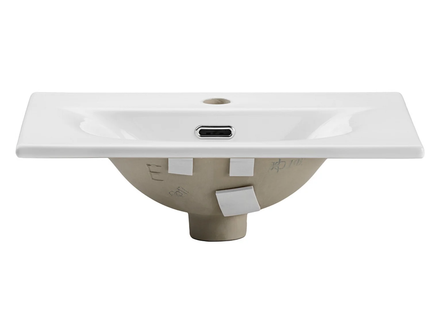 Meuble suspendu 2 portes avec vasque encastrée NOVA-Taupe-Largeur 80 cm