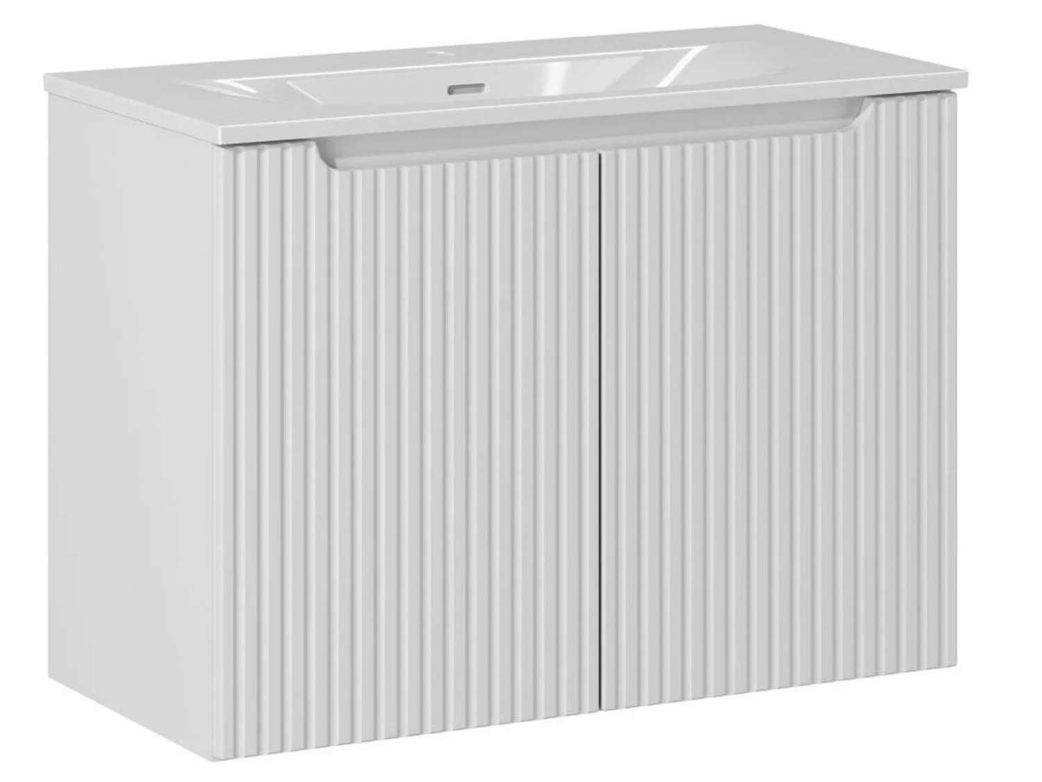 Meuble suspendu 2 portes avec vasque encastrée NOVA-Taupe-Largeur 80 cm