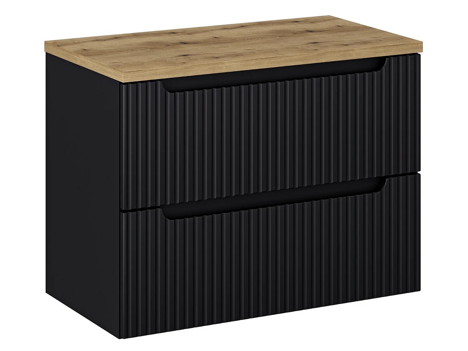 NOVA wandgemonteerd badmeubel met 2 lades en werkblad-Zwart-Plateau -Breedte 60 cm