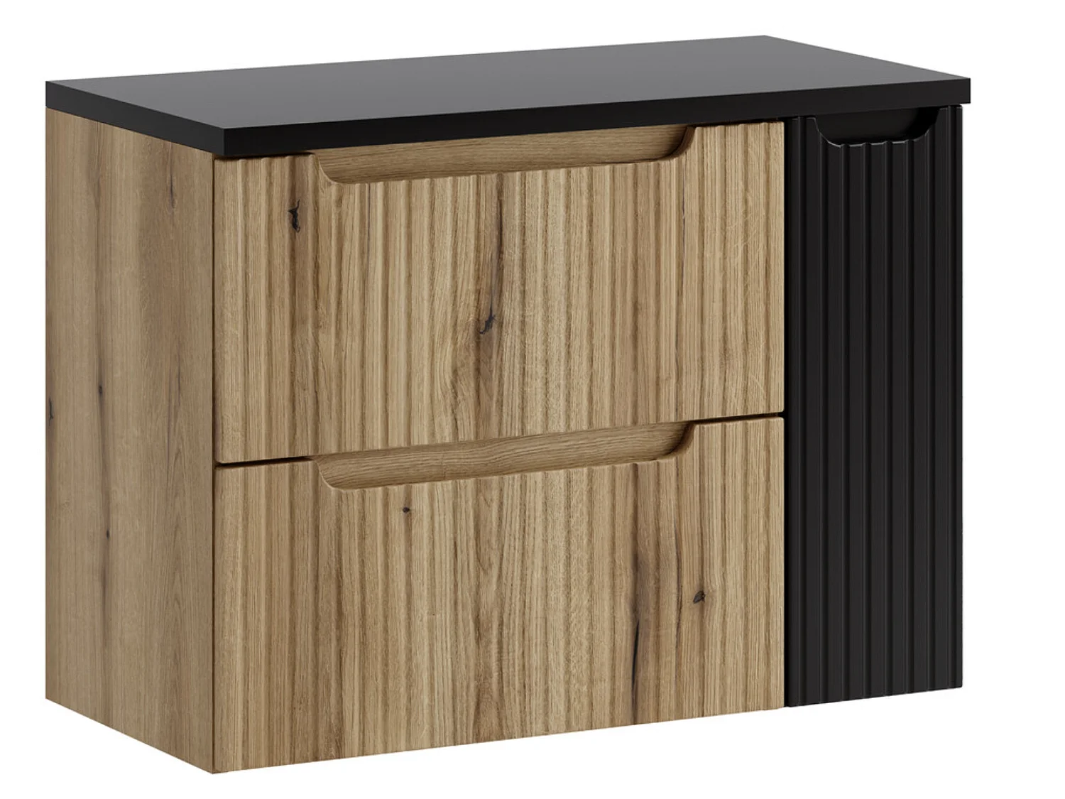 Ensemble meuble salle de bain suspendu NOVA Chêne naturel 80cm-Naturel/Noir
