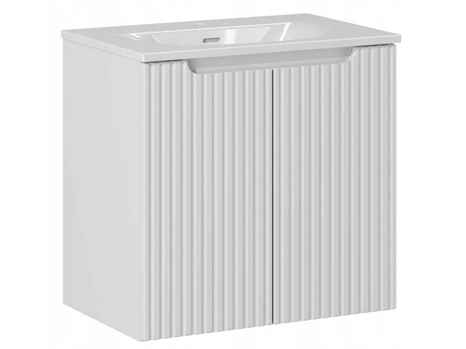 Meuble suspendu 2 portes avec vasque encastrée NOVA-Blanc-Largeur 50 cm