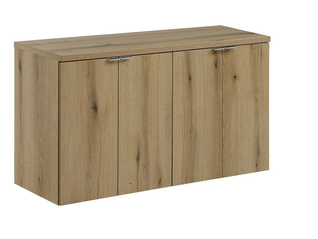 Meuble sous-vasque suspendu 2 portes avec plan NOVA OAK – Naturel et rangement pratique-Naturel-Largeur 100 cm