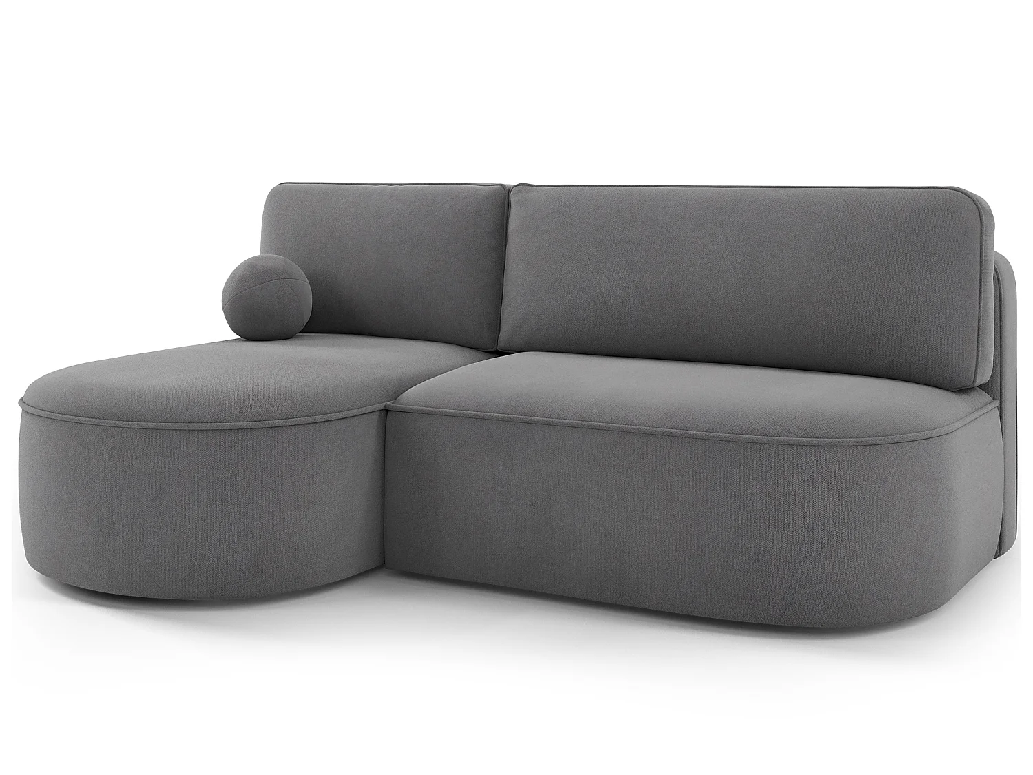 Canapé d’angle convertible VERNA en tissu – 220cm-Gris foncé-angle gauche