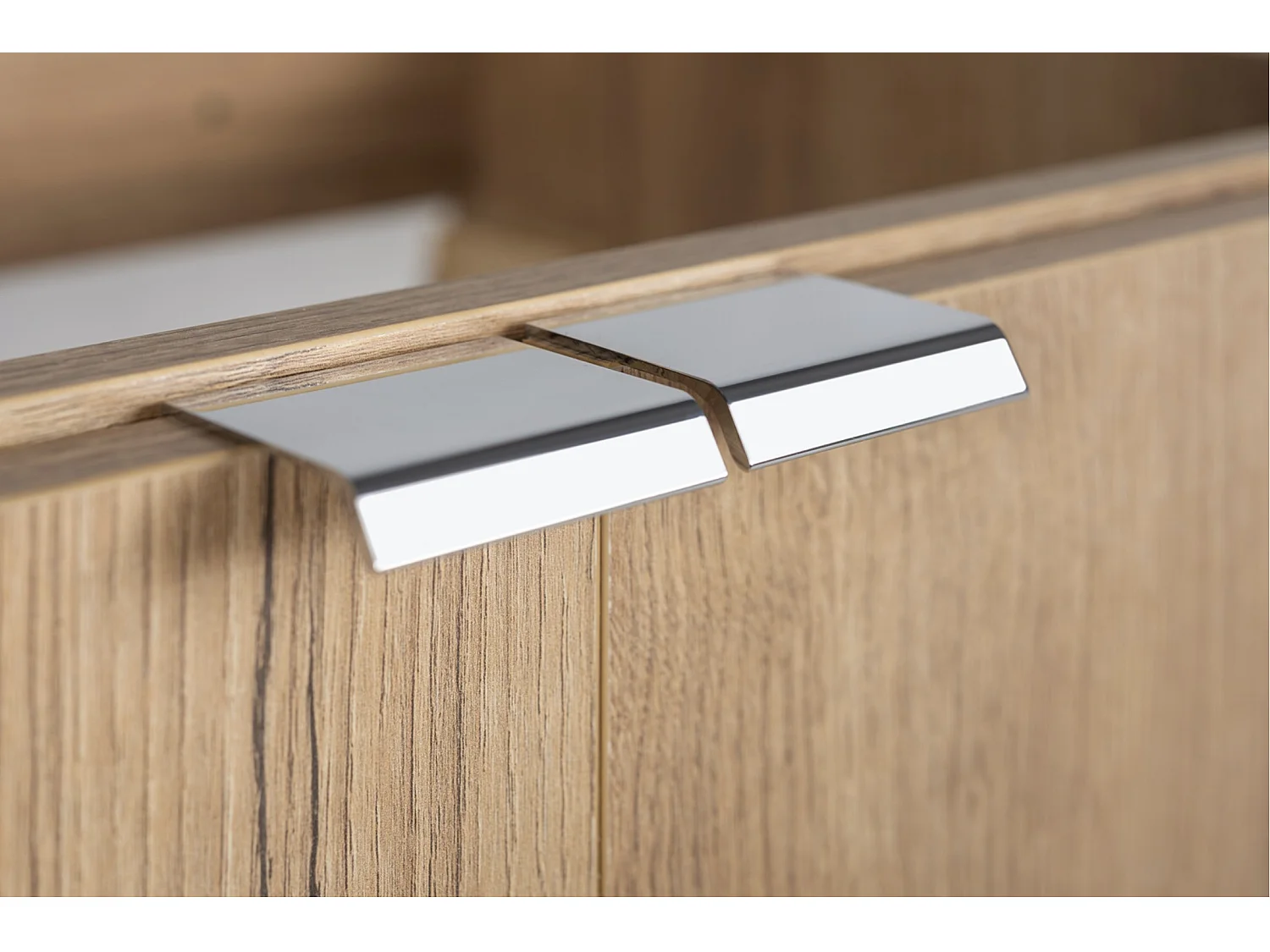 Meuble sous-vasque suspendu 2 portes avec plan NOVA OAK – Naturel et rangement pratique-Naturel/Noir-Largeur 50 cm