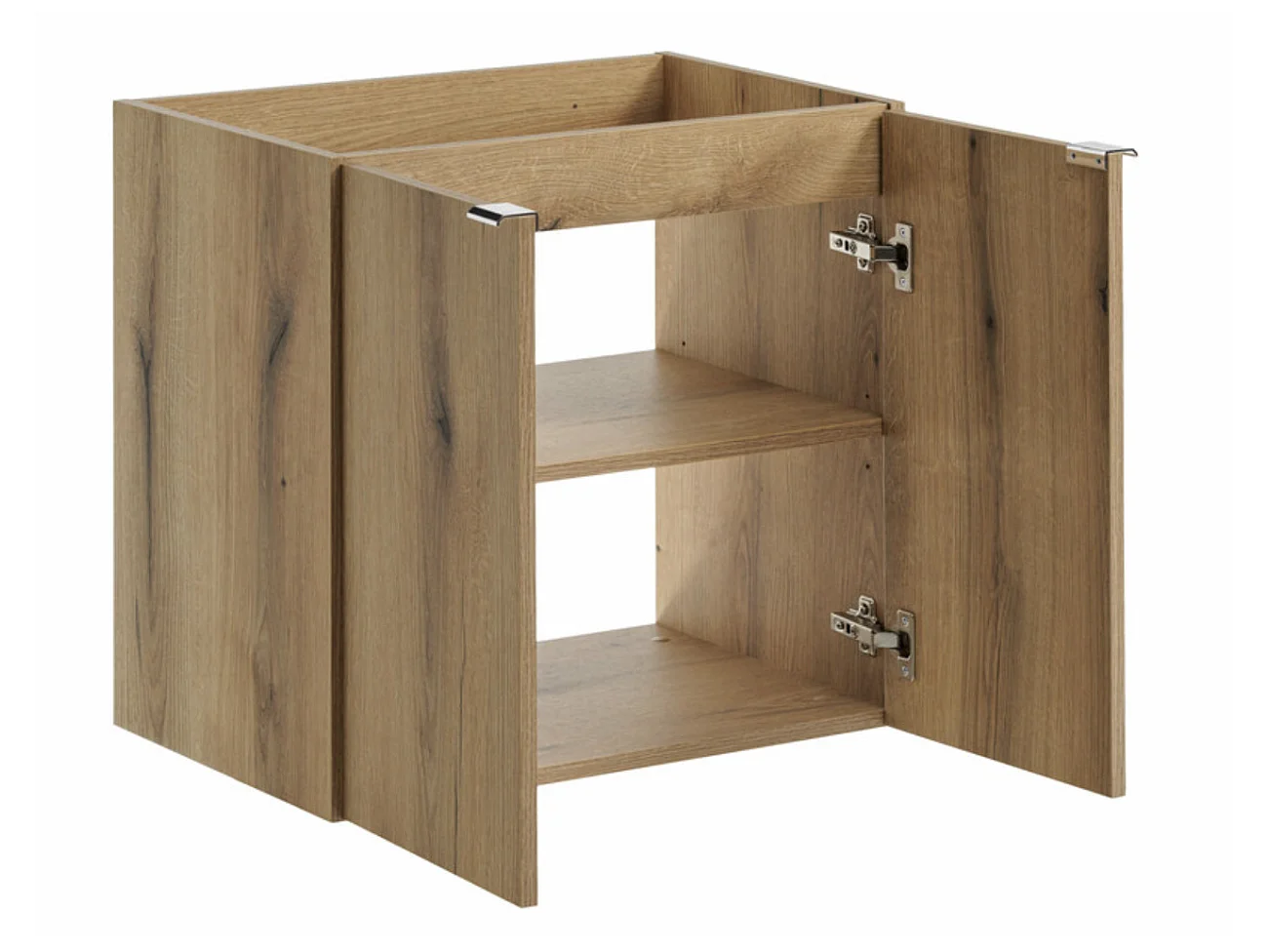 Meuble sous-vasque suspendu 2 portes avec plan NOVA OAK – Naturel et rangement pratique-Naturel/Noir-Largeur 50 cm
