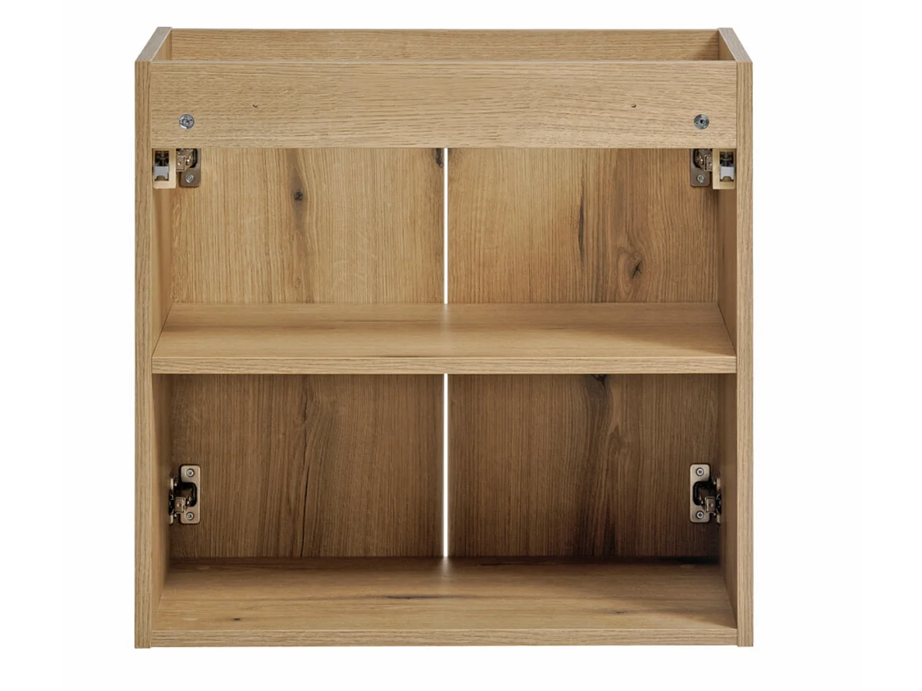 Meuble sous-vasque suspendu 2 portes avec plan NOVA OAK – Naturel et rangement pratique-Naturel/Noir-Largeur 50 cm