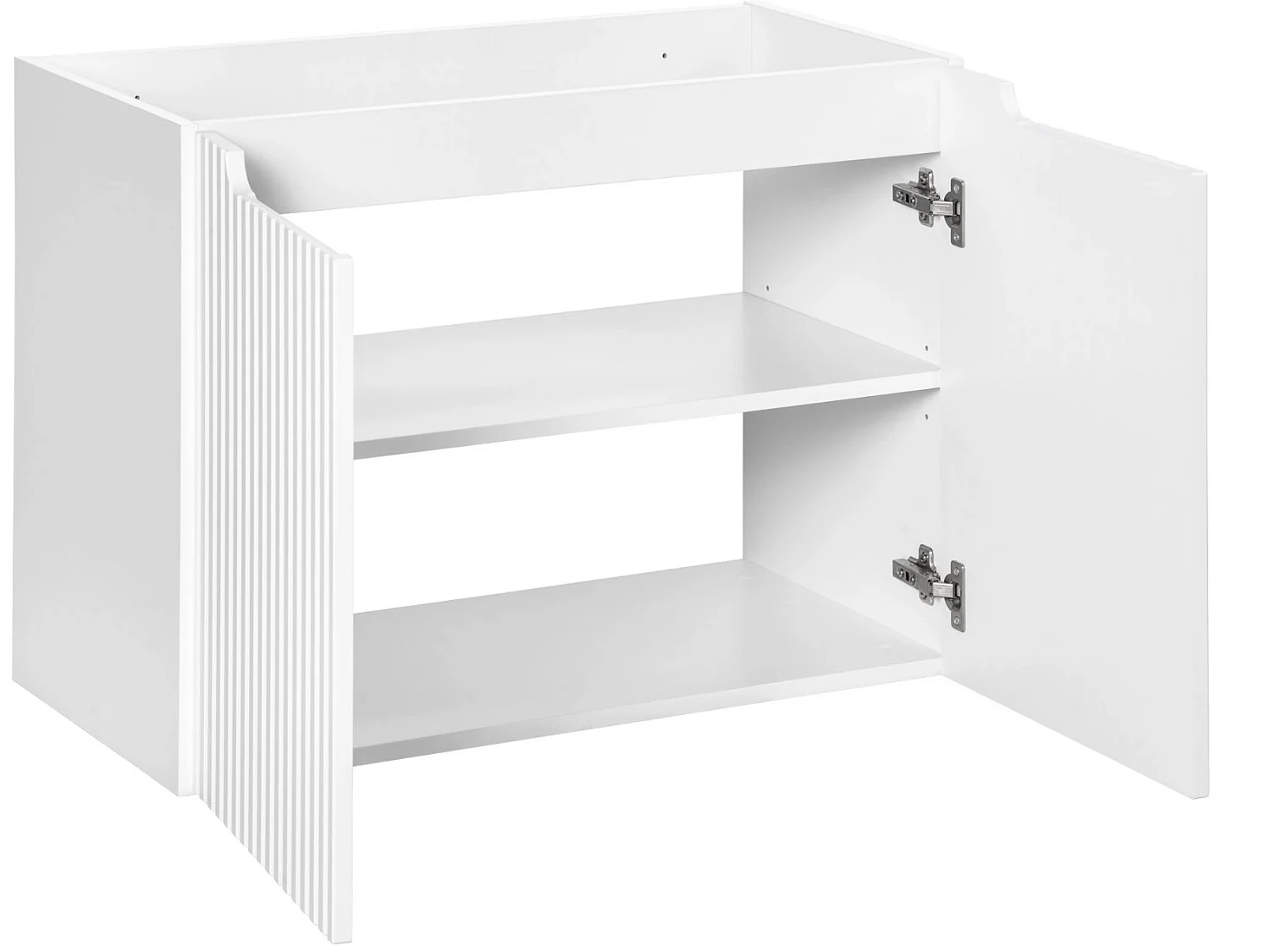 Meuble sous vasque suspendu 2 portes avec plan NOVA-Blanc-Plateau Naturel-Largeur 80 cm