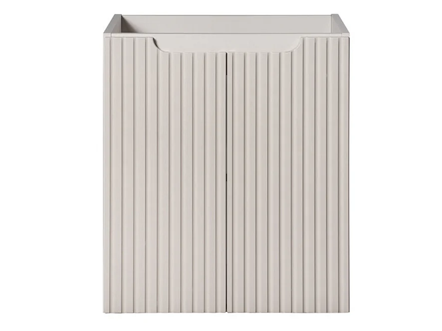 Meuble sous vasque suspendu 2 portes avec plan NOVA-Taupe-Plateau Naturel-Largeur 50 cm