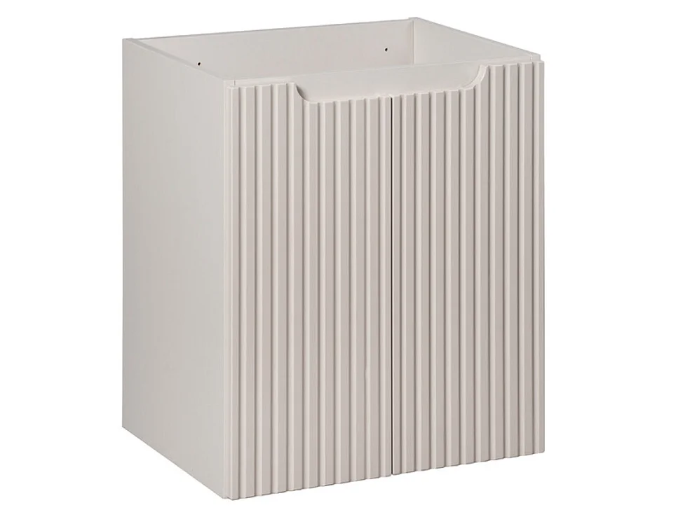 Meuble sous vasque suspendu 2 portes avec plan NOVA-Taupe-Plateau Naturel-Largeur 50 cm