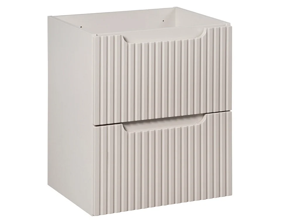 Meuble sous vasque suspendu 2 tiroirs avec plan NOVA-Taupe-Plateau Naturel-Largeur 50 cm