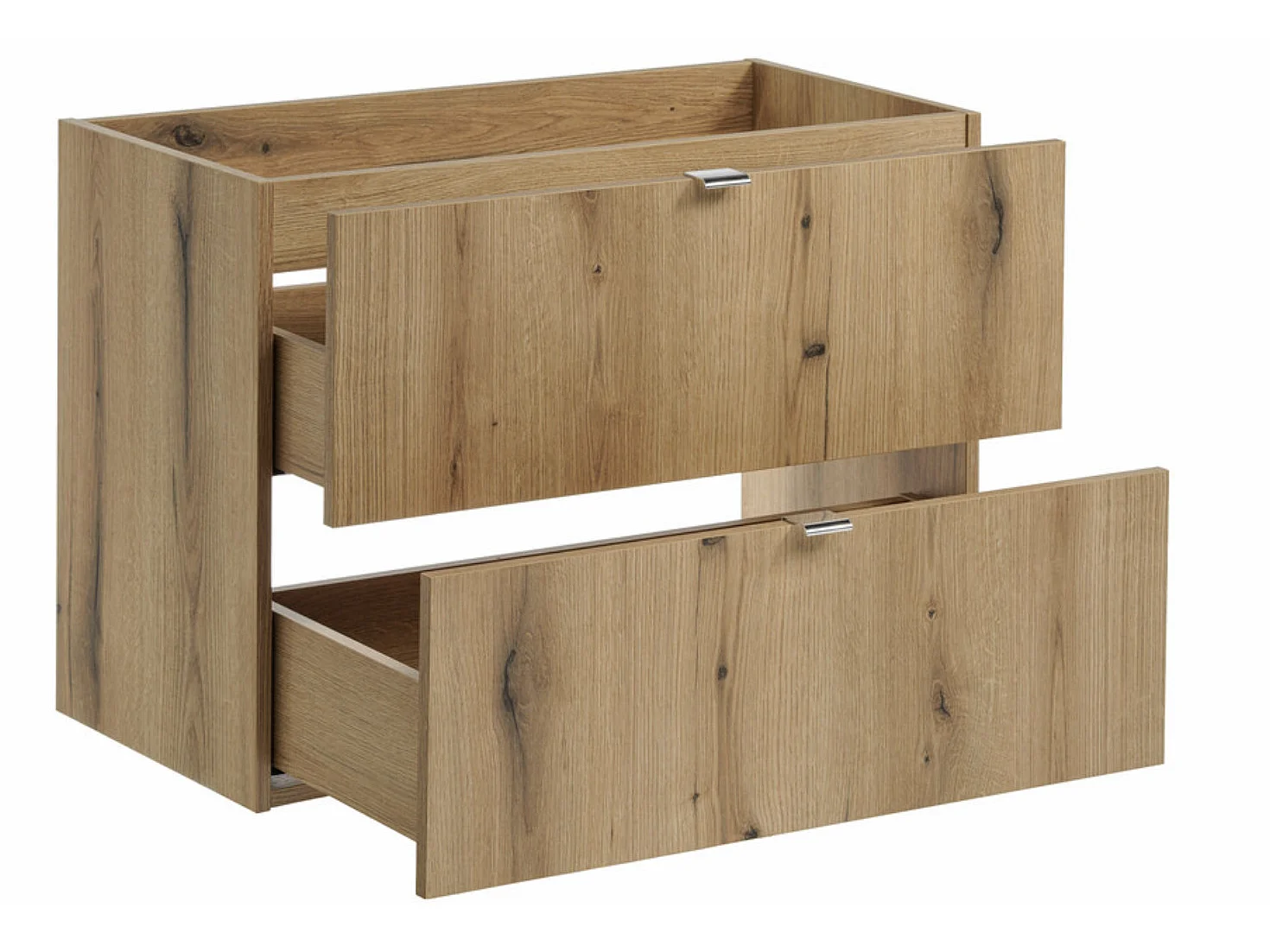 Ensemble meuble salle de bain suspendu 2 tiroirs avec vasque encastrée NOVA OAK-Largeur 80 cm