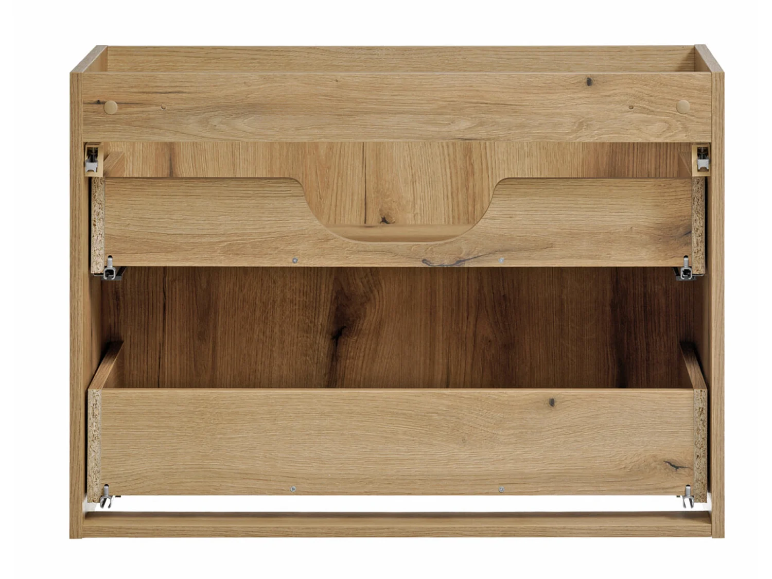 Ensemble meuble salle de bain suspendu 2 tiroirs avec vasque encastrée NOVA OAK-Largeur 80 cm
