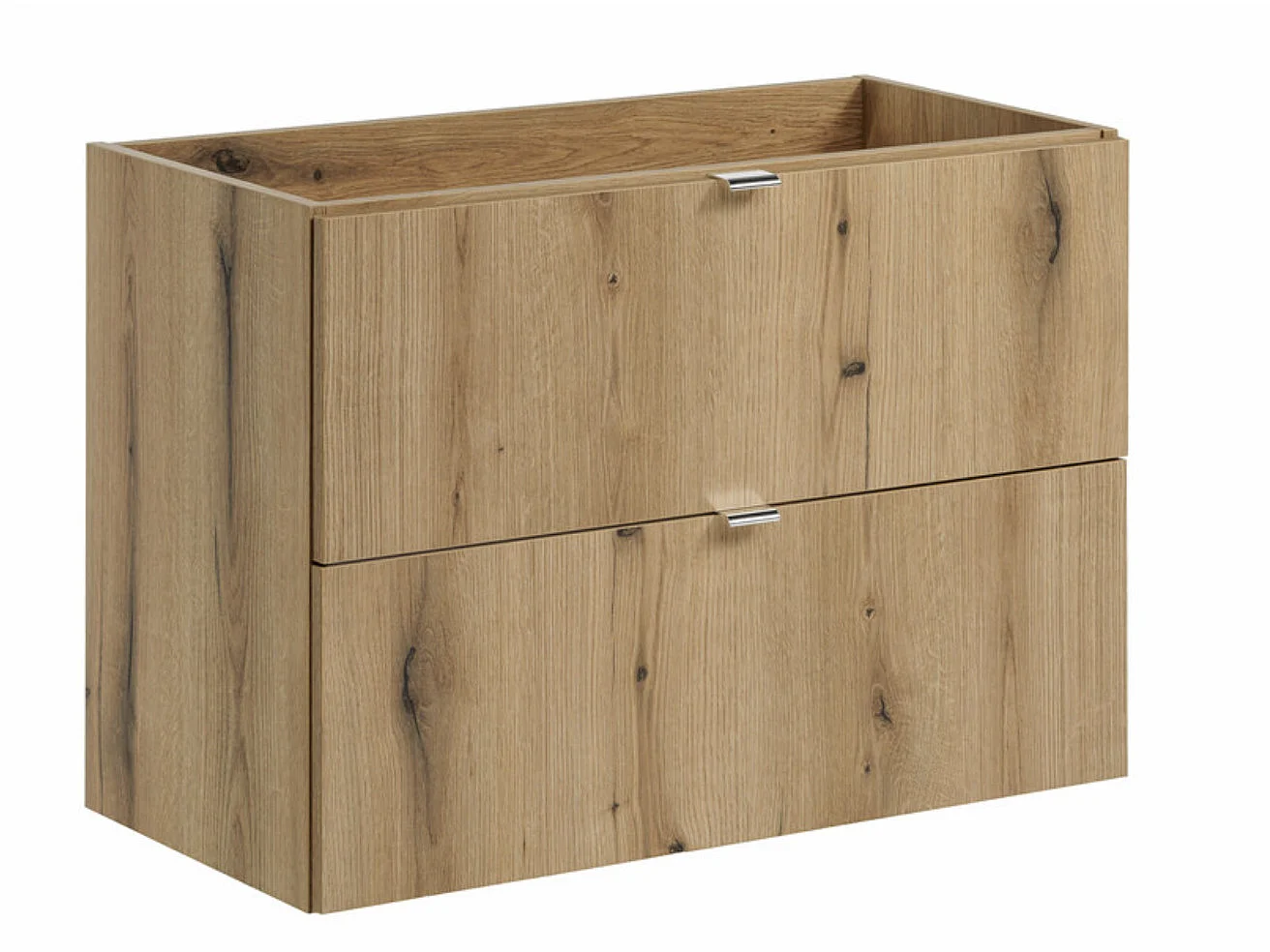 Ensemble meuble salle de bain suspendu 2 tiroirs avec vasque encastrée NOVA OAK-Largeur 80 cm