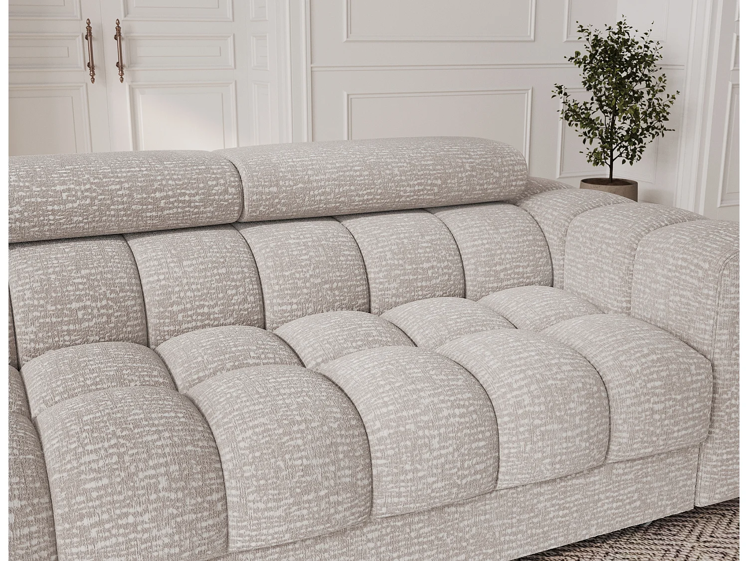 Canapé convertible 3 places MARGO en tissu – 175cm-Beige/Taupe