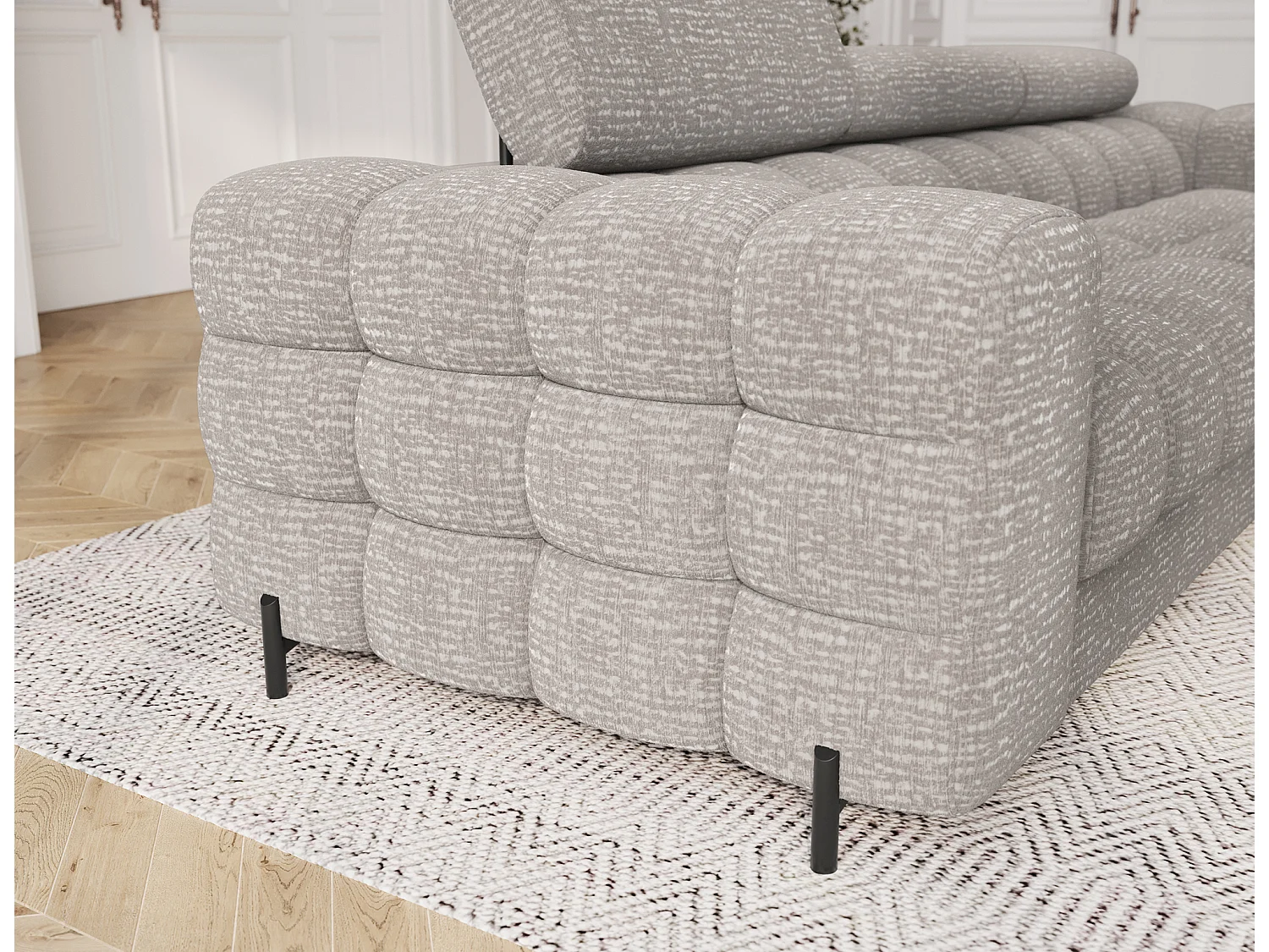 Canapé convertible 3 places MARGO en tissu – 175cm-Beige/Taupe