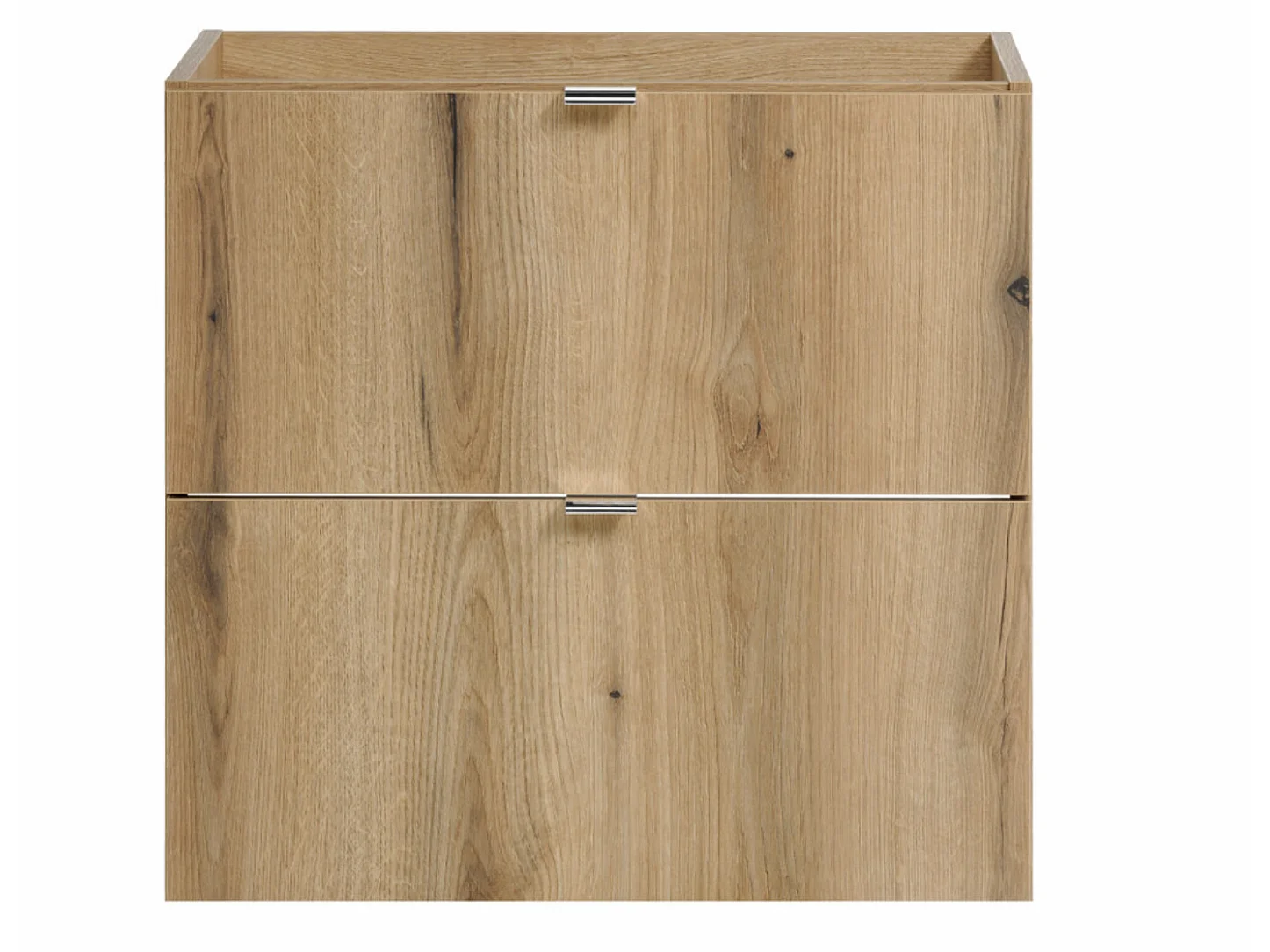 Meuble sous-vasque suspendu NOVA OAK 2 tiroirs avec plan de travail – Naturel et rangement pratique-Naturel/Noir-Largeur 60 cm
