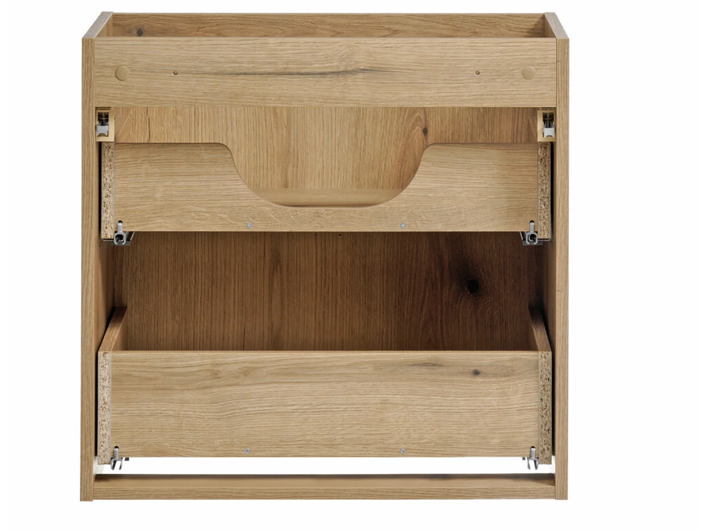 Meuble sous-vasque suspendu NOVA OAK 2 tiroirs avec plan de travail – Naturel et rangement pratique-Naturel/Noir-Largeur 60 cm