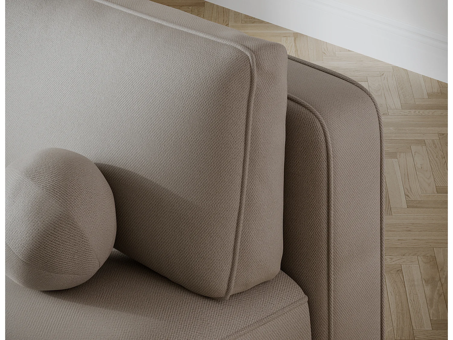 Canapé convertible 2 places KOURA tissu doux avec coffre – 193cm-Taupe