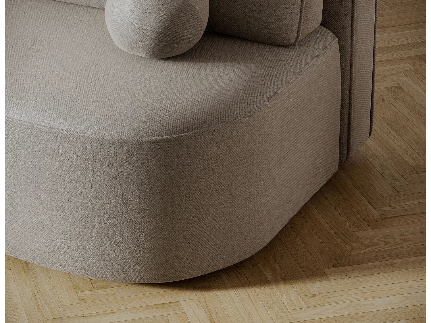 Canapé convertible 2 places KOURA tissu doux avec coffre – 193cm-Taupe