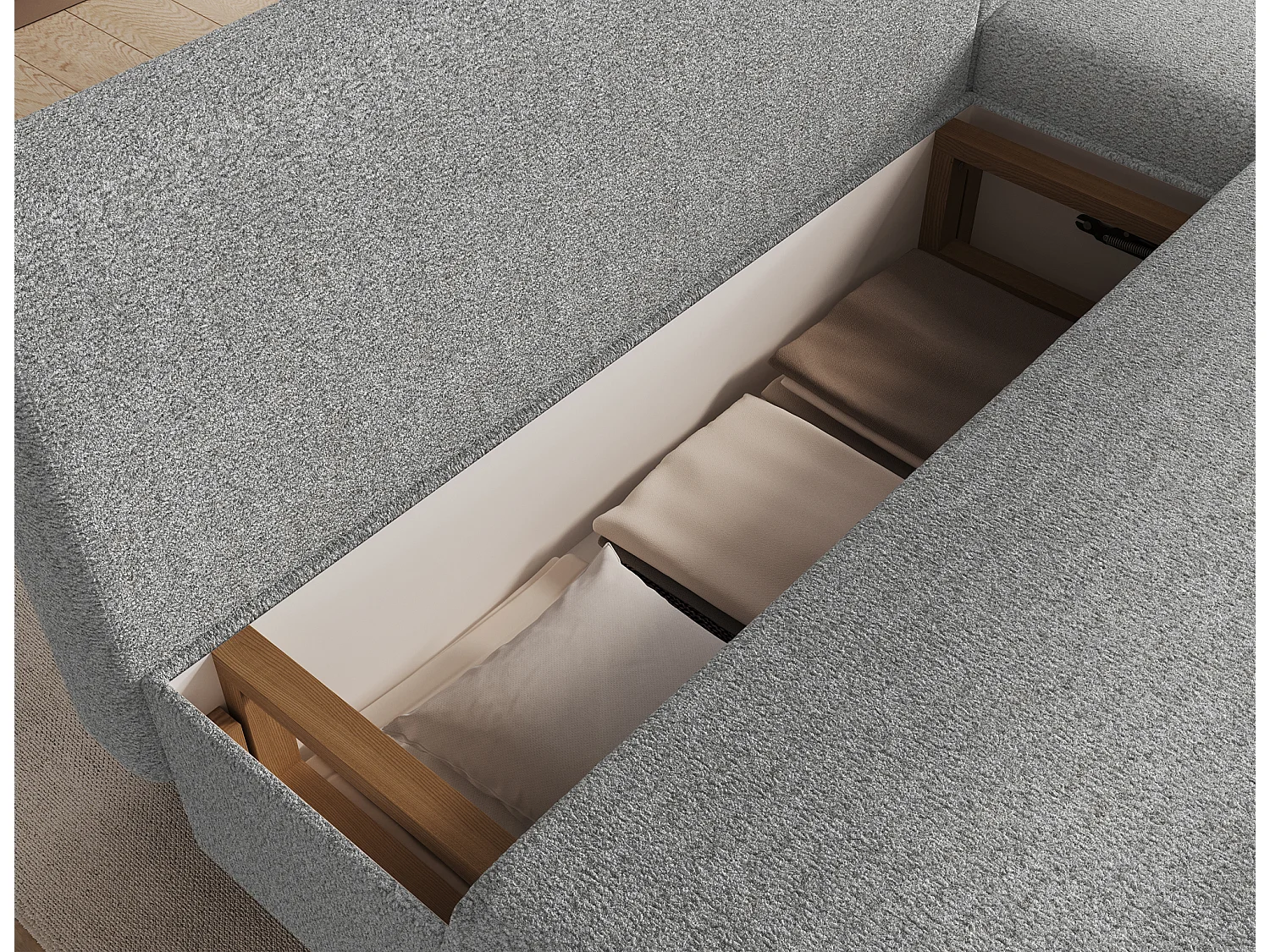 Canapé d’angle réversible convertible GARY en tissu côtelé – 206cm-Gris