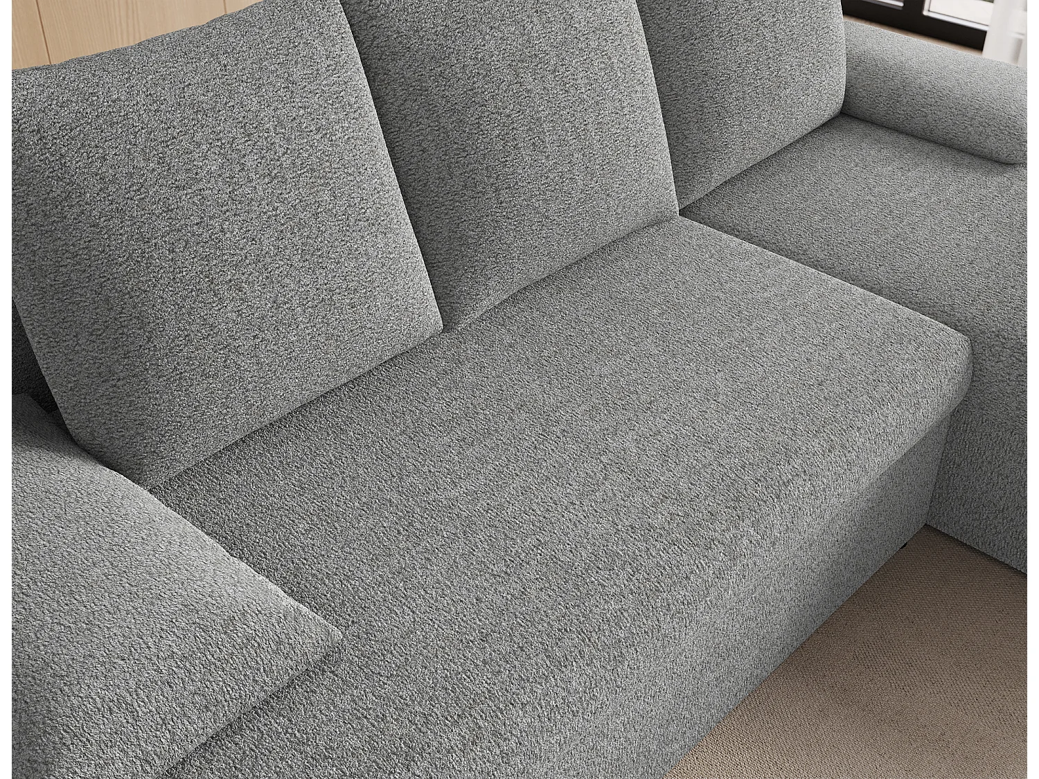 Canapé d’angle réversible convertible GARY en tissu côtelé – 206cm-Gris