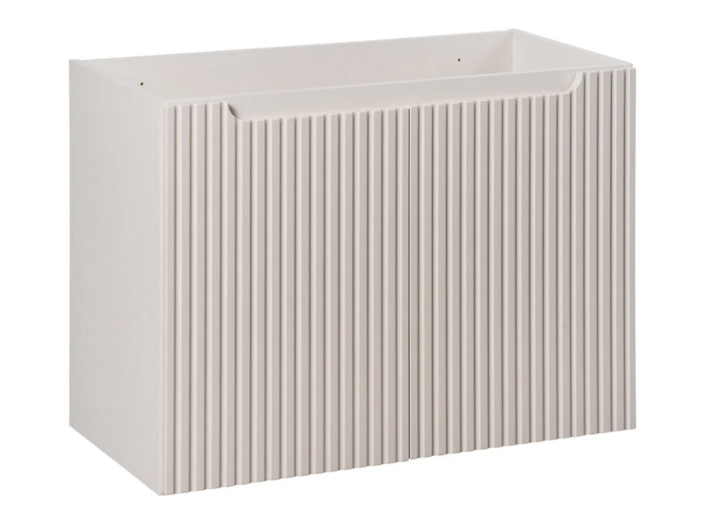 Ensemble meuble salle de bain suspendu NOVA 140cm taupe avec panier à linge et plan effet bois Chêne Casella