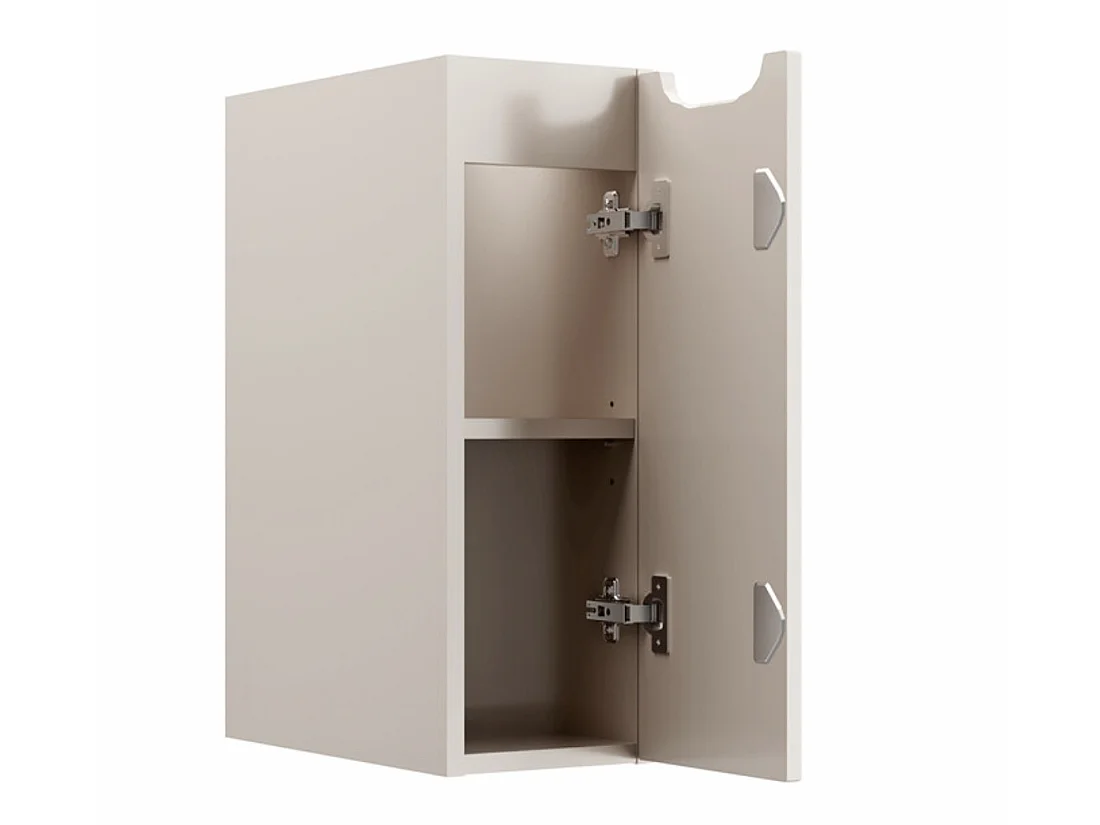 Ensemble meuble salle de bain suspendu NOVA 140cm taupe avec panier à linge et plan effet bois Chêne Casella