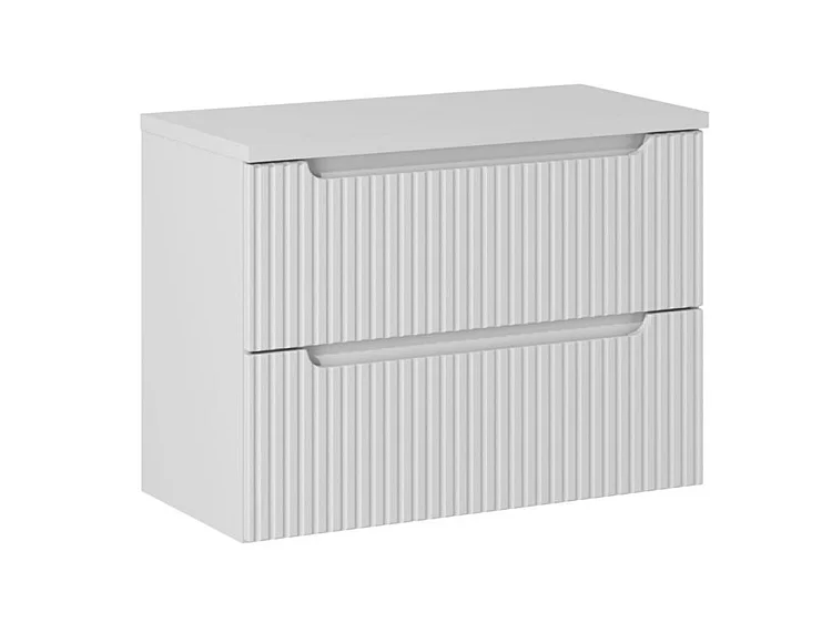 Meuble suspendu 2 tiroirs avec vasque ovale blanche NOVA-Blanc-Largeur 60 cm