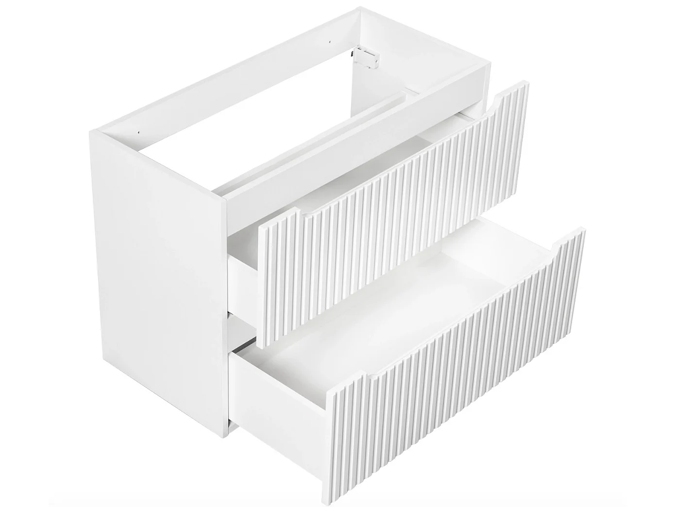 Meuble suspendu 2 tiroirs avec vasque ovale blanche NOVA-Blanc-Largeur 60 cm