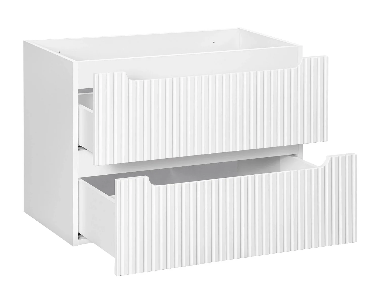 Meuble suspendu 2 tiroirs avec vasque ovale blanche NOVA-Blanc-Largeur 60 cm