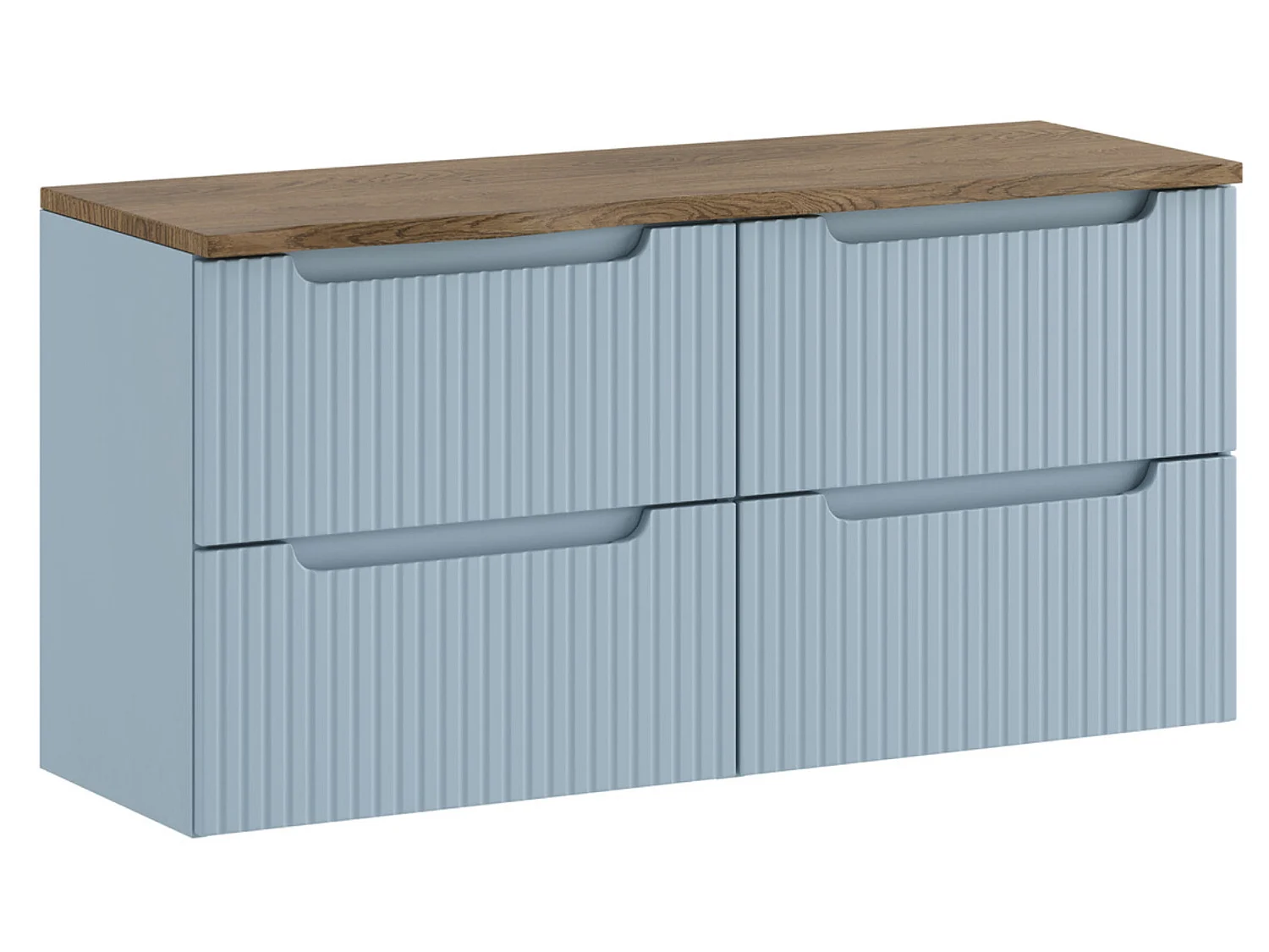 Mueble de baño suspendido NOVA Denim de 120 cm: elegante almacenamiento con encimera de roble Casella.