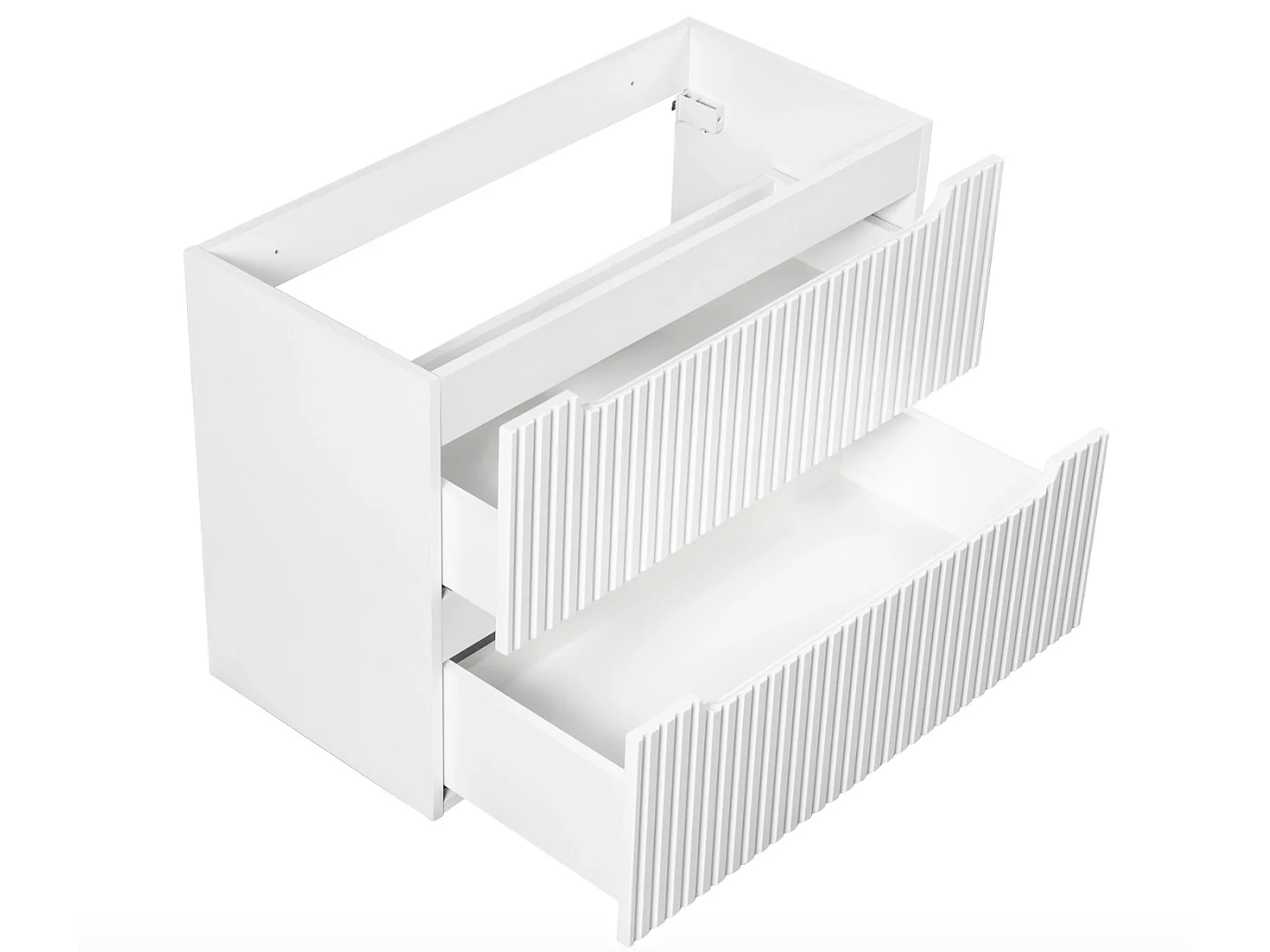 Meuble sous vasque suspendu 2 tiroirs avec plan NOVA-Blanc-Plateau Blanc-Largeur 80 cm