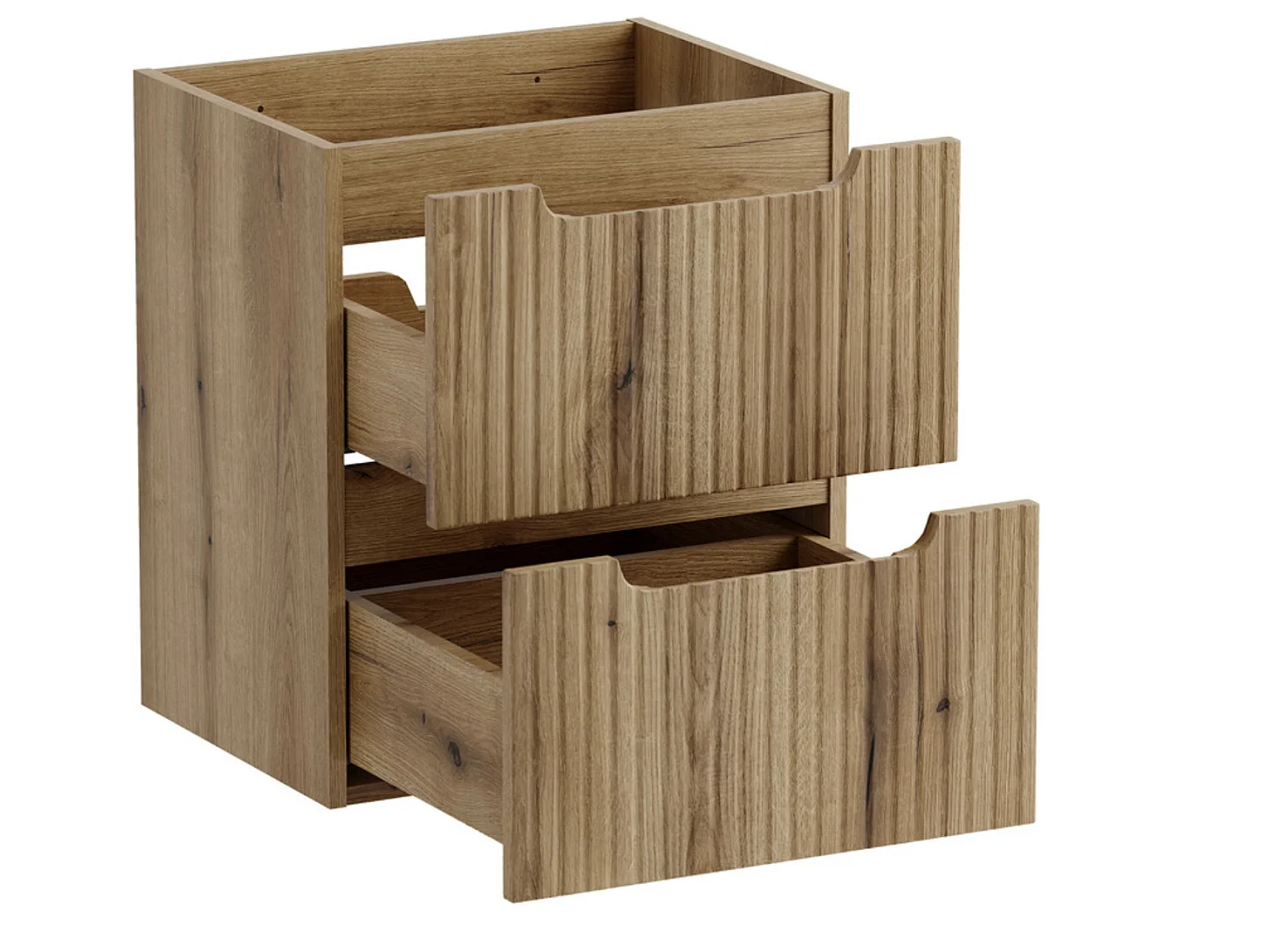 Meuble suspendu 2 tiroirs avec vasque encastrée NOVA-Naturel-Largeur 50 cm