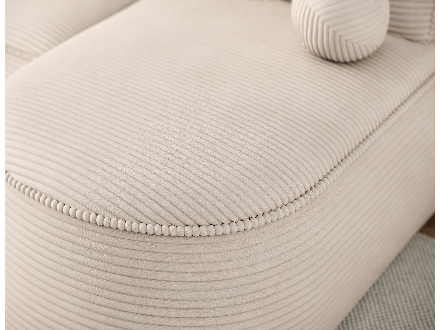 Canapé d'angle gauche 3 places convertible en tissu côtelé beige VERNA