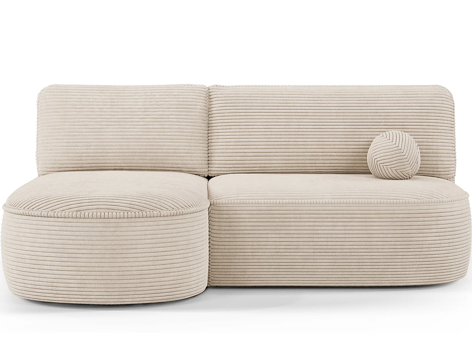 Canapé d'angle gauche 3 places convertible en tissu côtelé beige VERNA