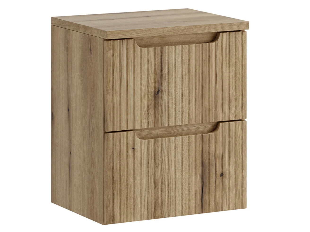 Meuble sous vasque suspendu 2 tiroirs avec plan NOVA-Naturel-Plateau Naturel-Largeur 50 cm