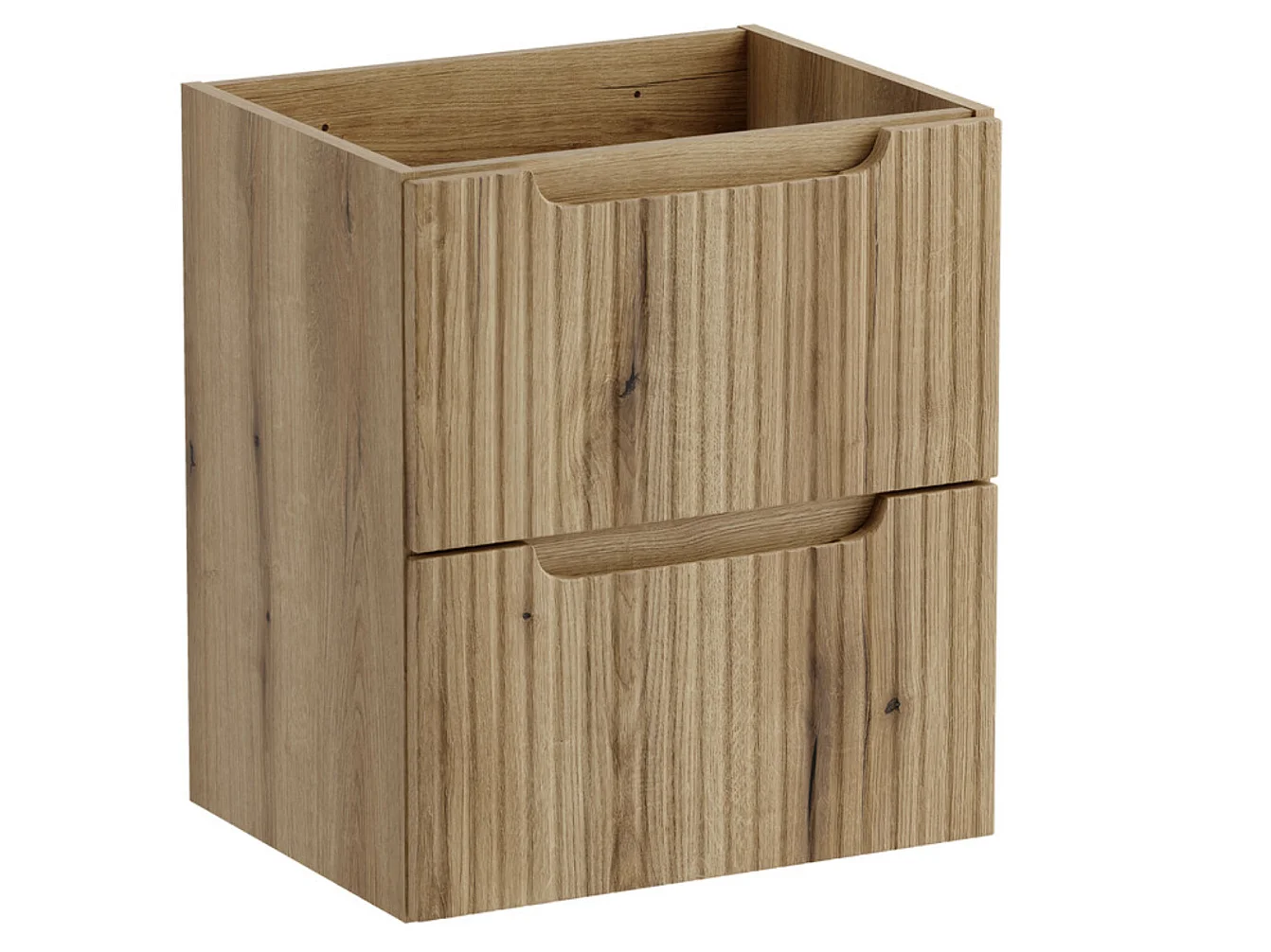 Meuble sous vasque suspendu 2 tiroirs avec plan NOVA-Naturel-Plateau Naturel-Largeur 50 cm