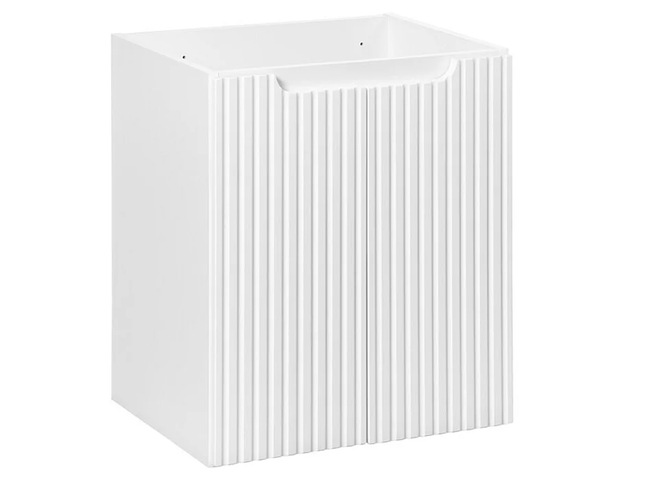 Meuble sous vasque suspendu 2 portes avec plan NOVA-Blanc-Plateau Naturel-Largeur 50 cm