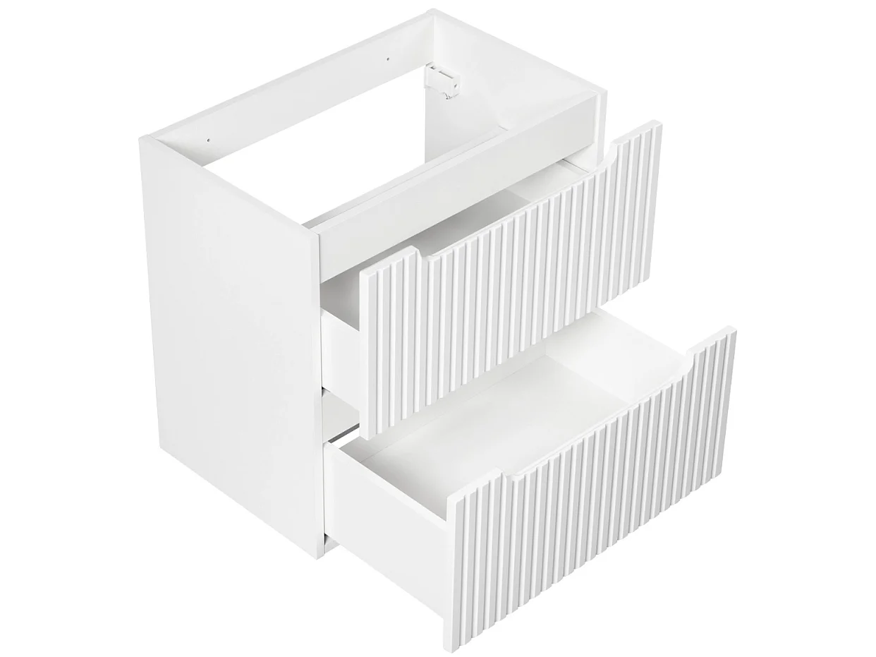 Meuble sous vasque suspendu 2 tiroirs avec plan NOVA-Blanc-Plateau Naturel-Largeur 50 cm