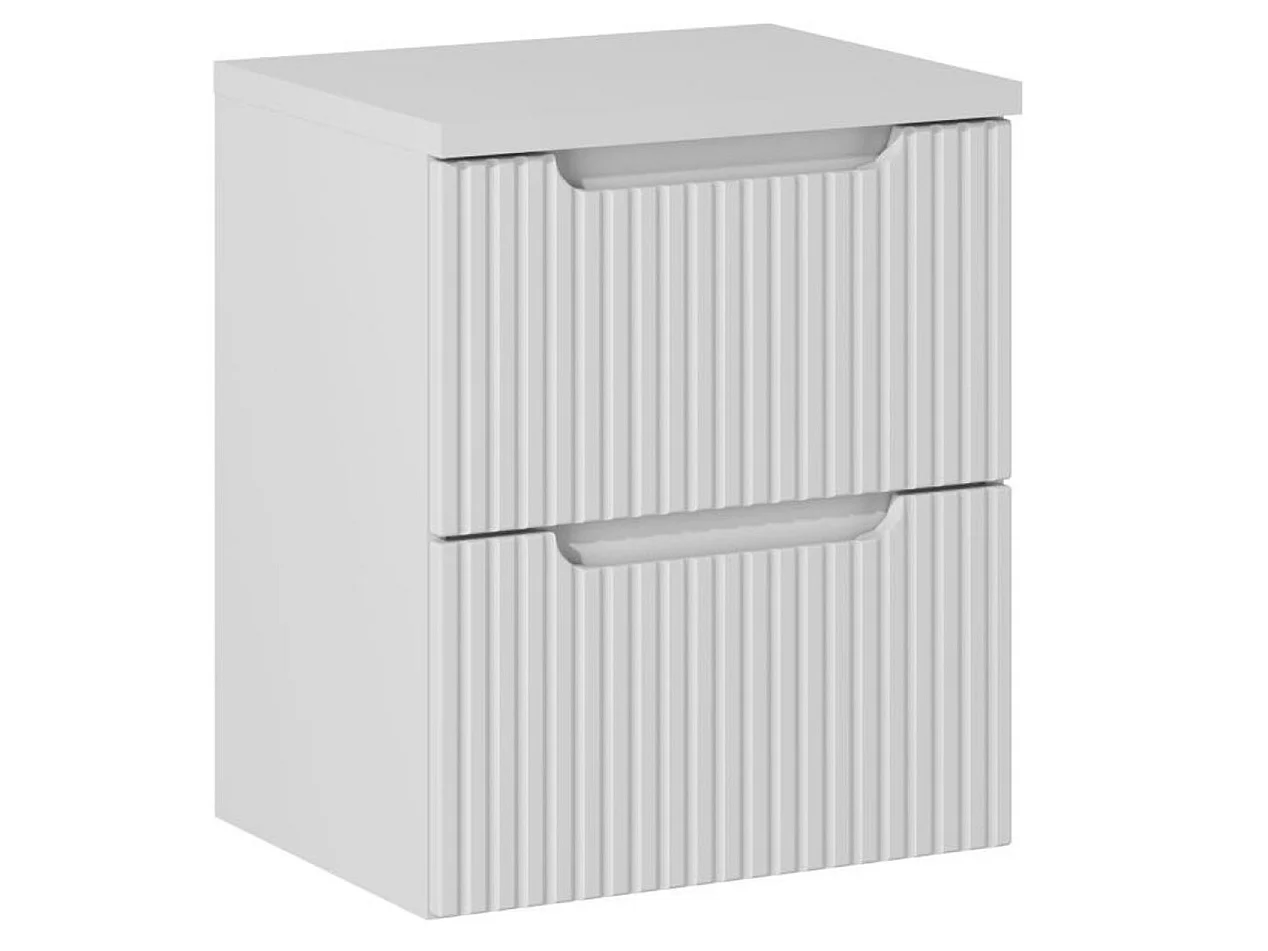 Meuble sous vasque suspendu 2 tiroirs avec plan NOVA-Blanc-Plateau Blanc-Largeur 50 cm