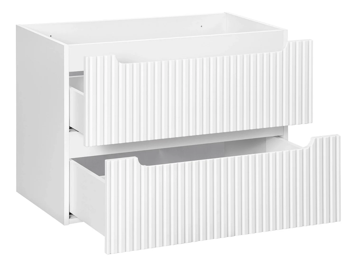 Meuble sous vasque suspendu 2 tiroirs avec plan NOVA-Blanc-Plateau Blanc-Largeur 50 cm