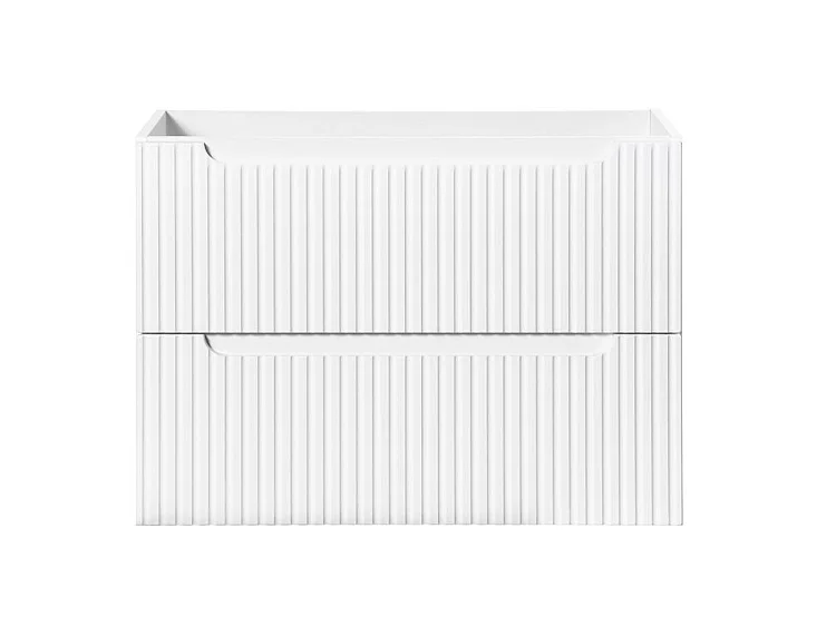 Meuble sous vasque suspendu 2 tiroirs avec plan NOVA-Blanc-Plateau Blanc-Largeur 50 cm