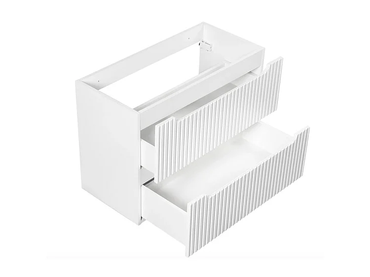 Meuble sous vasque suspendu 2 tiroirs avec plan NOVA-Blanc-Plateau Blanc-Largeur 50 cm