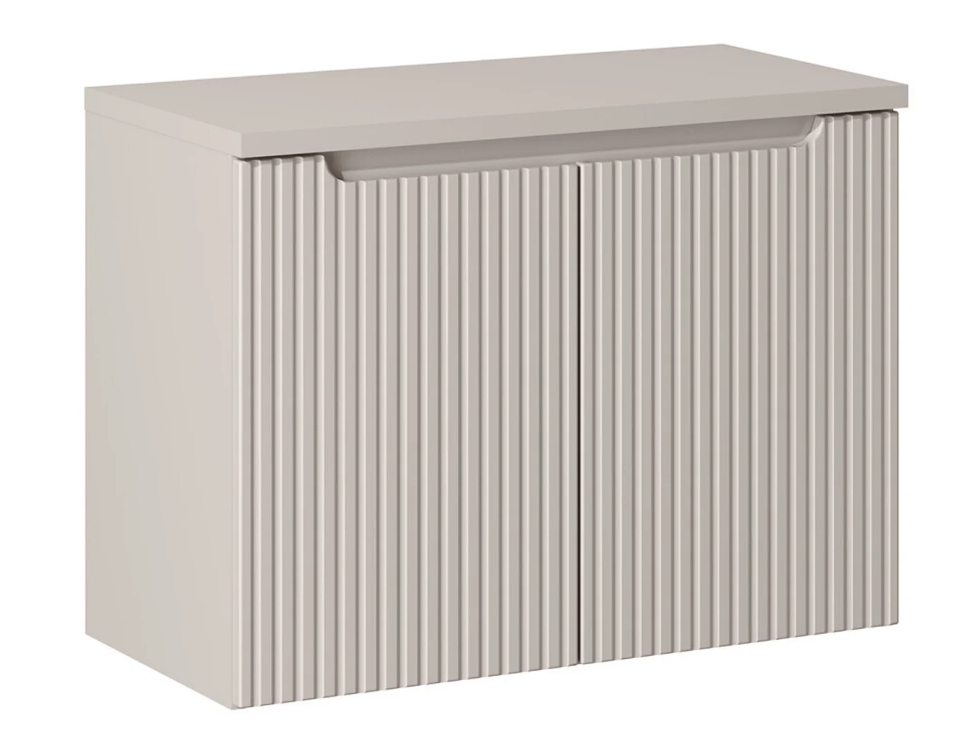 Meuble sous vasque suspendu 2 portes avec plan NOVA-Taupe-Plateau Taupe-Largeur 80 cm