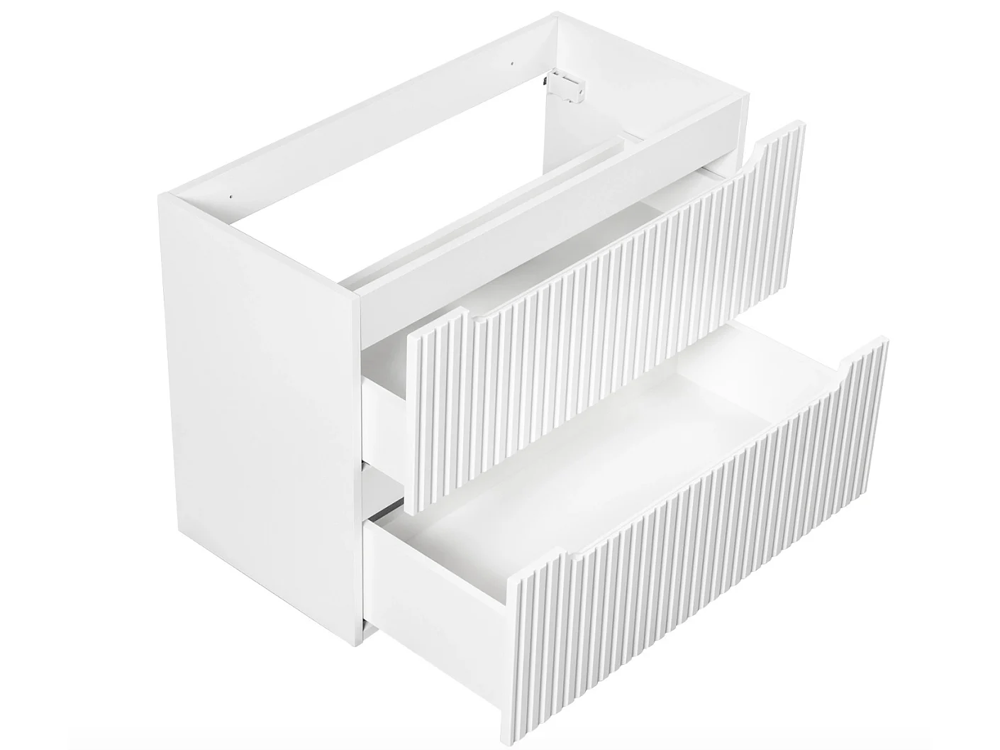 Meuble sous vasque suspendu 2 tiroirs avec plan NOVA-Blanc-Plateau Naturel-Largeur 80 cm